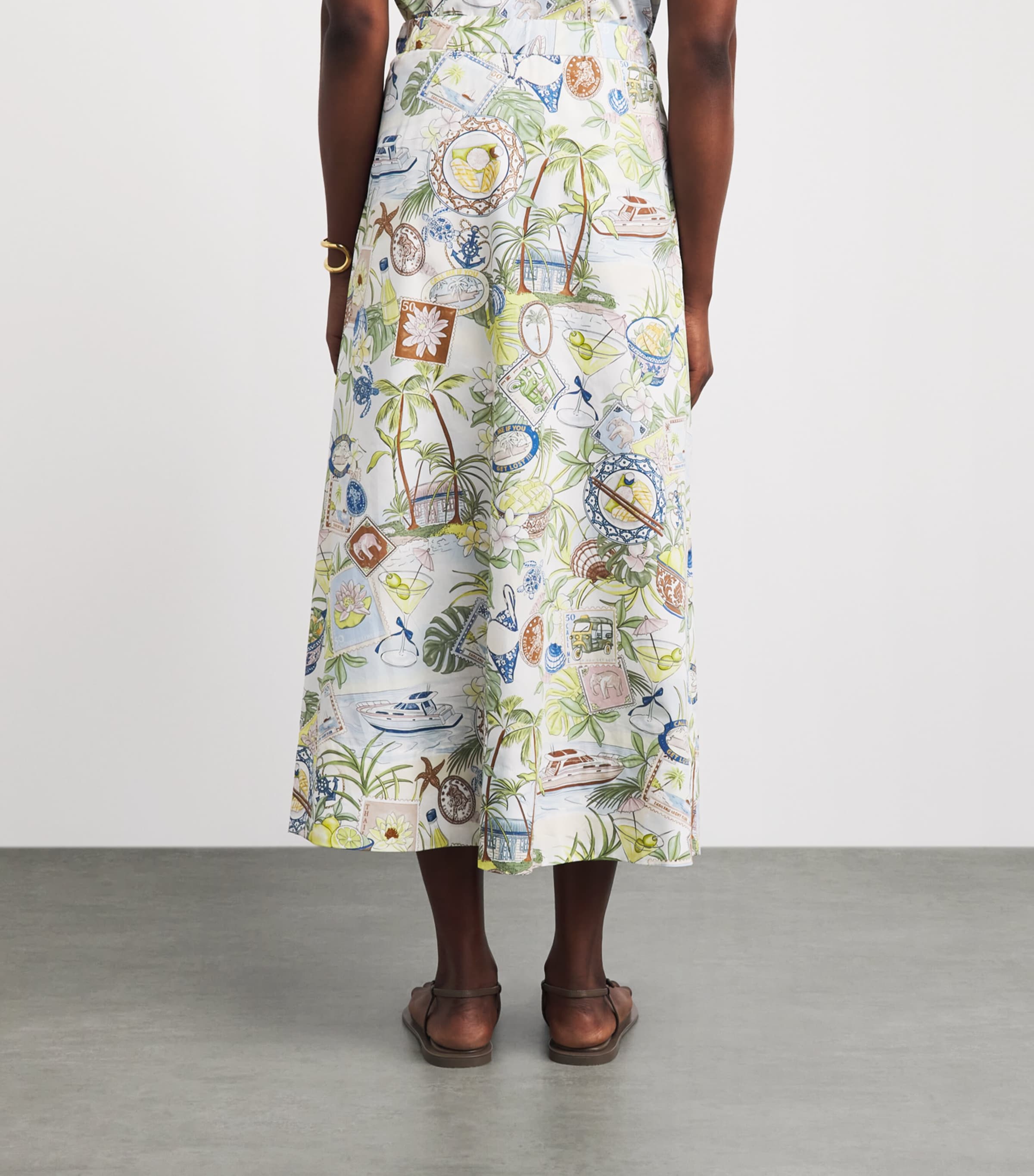 Maje Womens Postcard Print Maxi Skirt Postcard Print Image 5