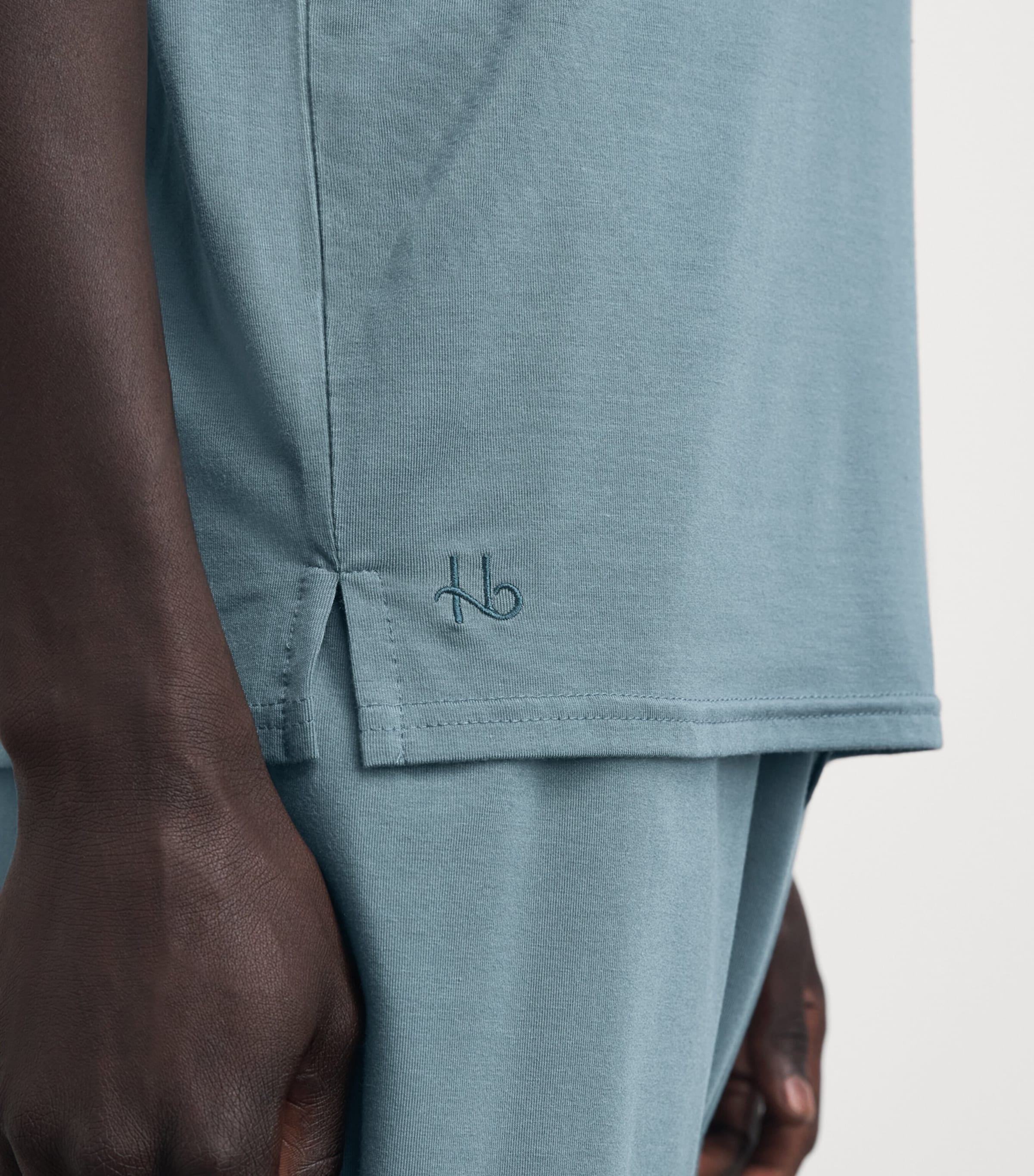 Homebody Mens Stretch-Modal Lounge T-Shirt Teal Mist Image 3