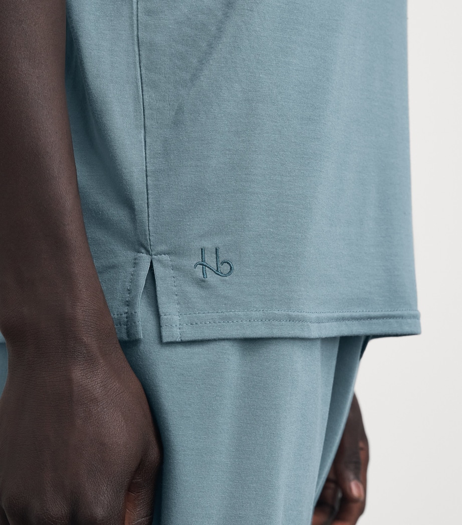 Homebody Mens Stretch-Modal Lounge T-Shirt Teal Mist Image 3