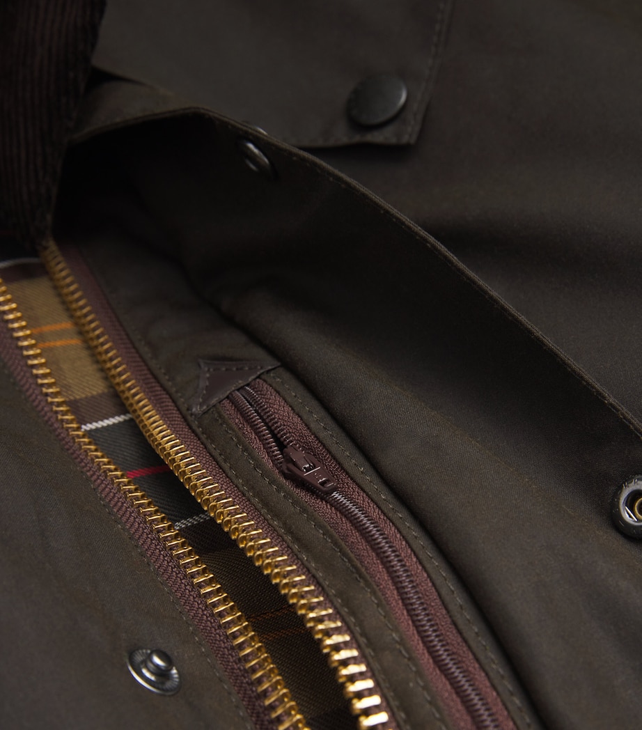 Barbour Mens Waxed Beaufort Jacket Olive Image 6