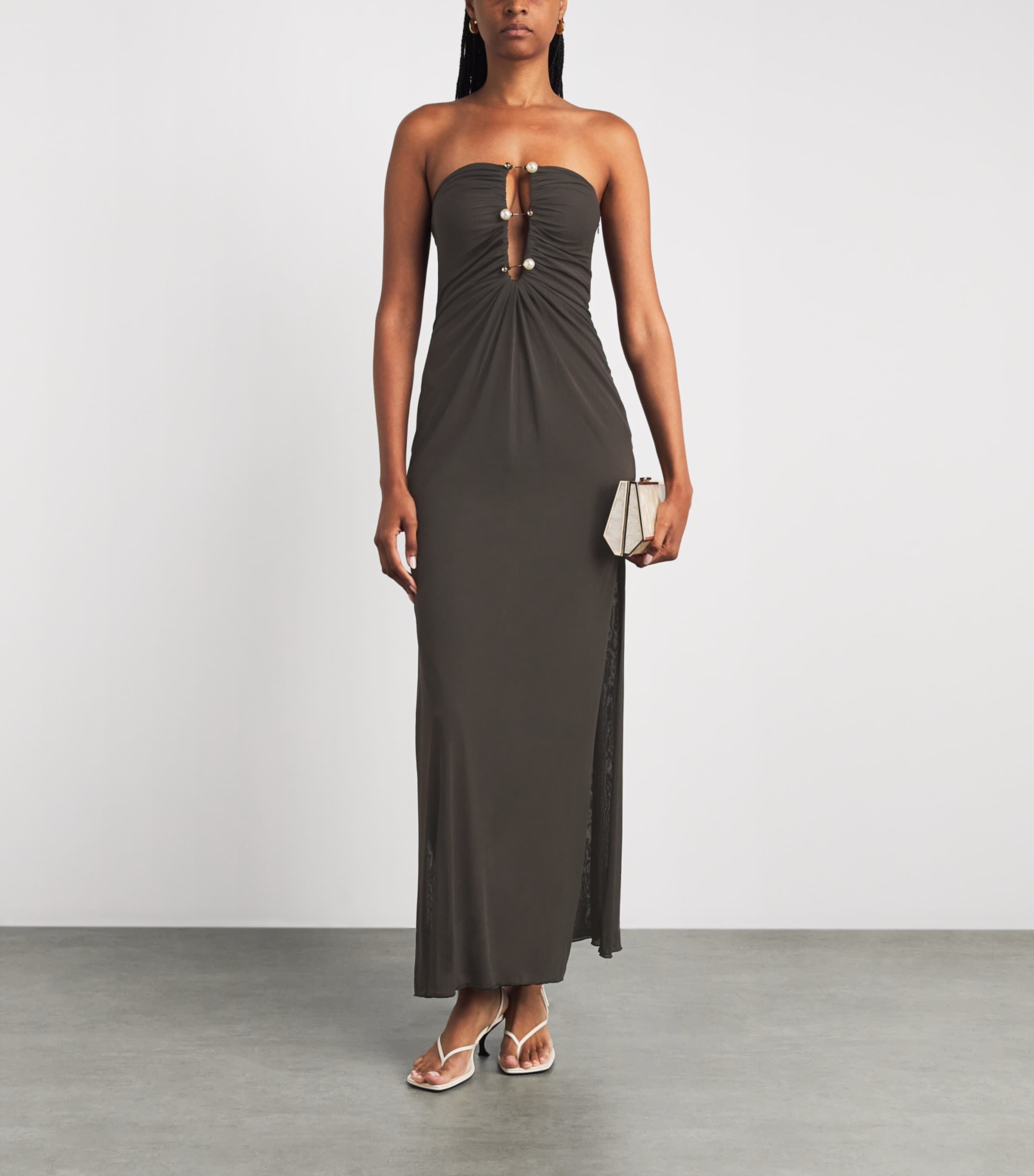 Moré Noir Womens Jersey Alina Maxi Dress Bitter Chocolate Image 2