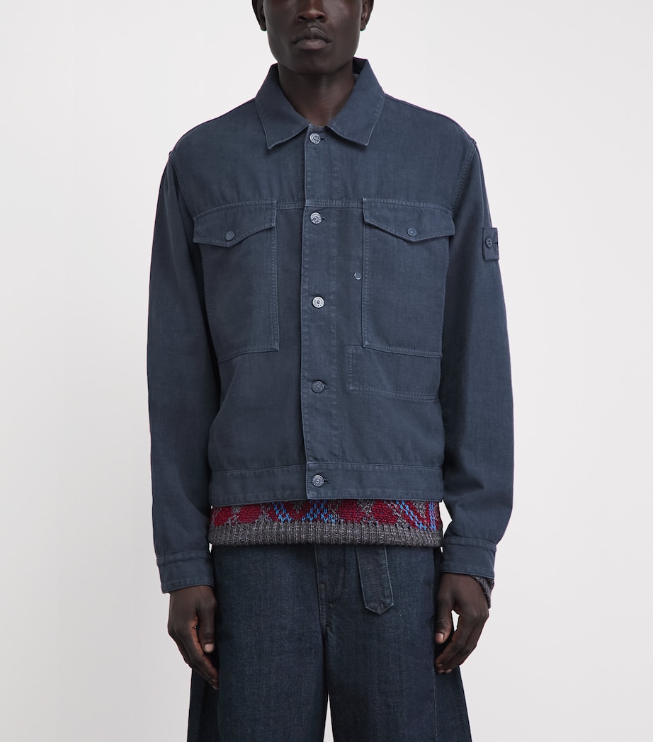Stone Island Mens Linen-Blend Ghost Coach Jacket Image 4