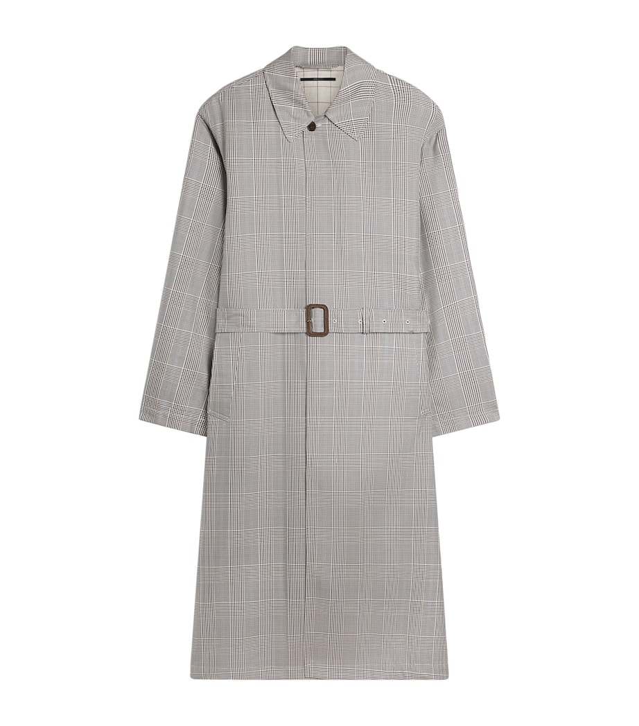 Dunhill Mens Cotton-Silk Glen Check Car Coat Khaki Image 1