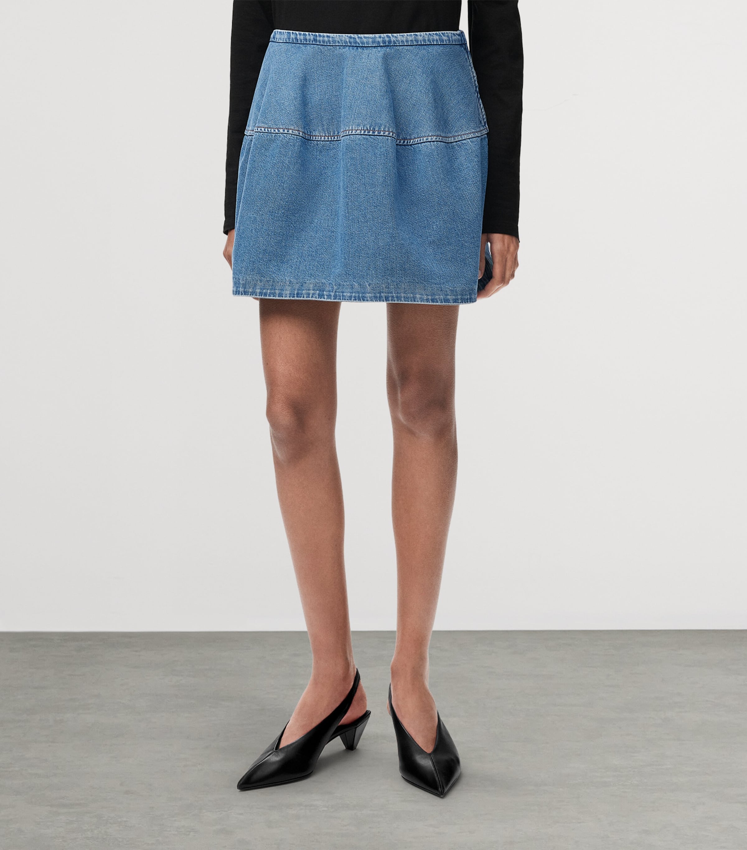 LOEWE Womens Balloon Denim Mini Skirt Light Blue Image 3