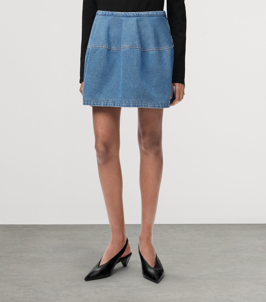 LOEWE Womens Balloon Denim Mini Skirt Light Blue Image 3