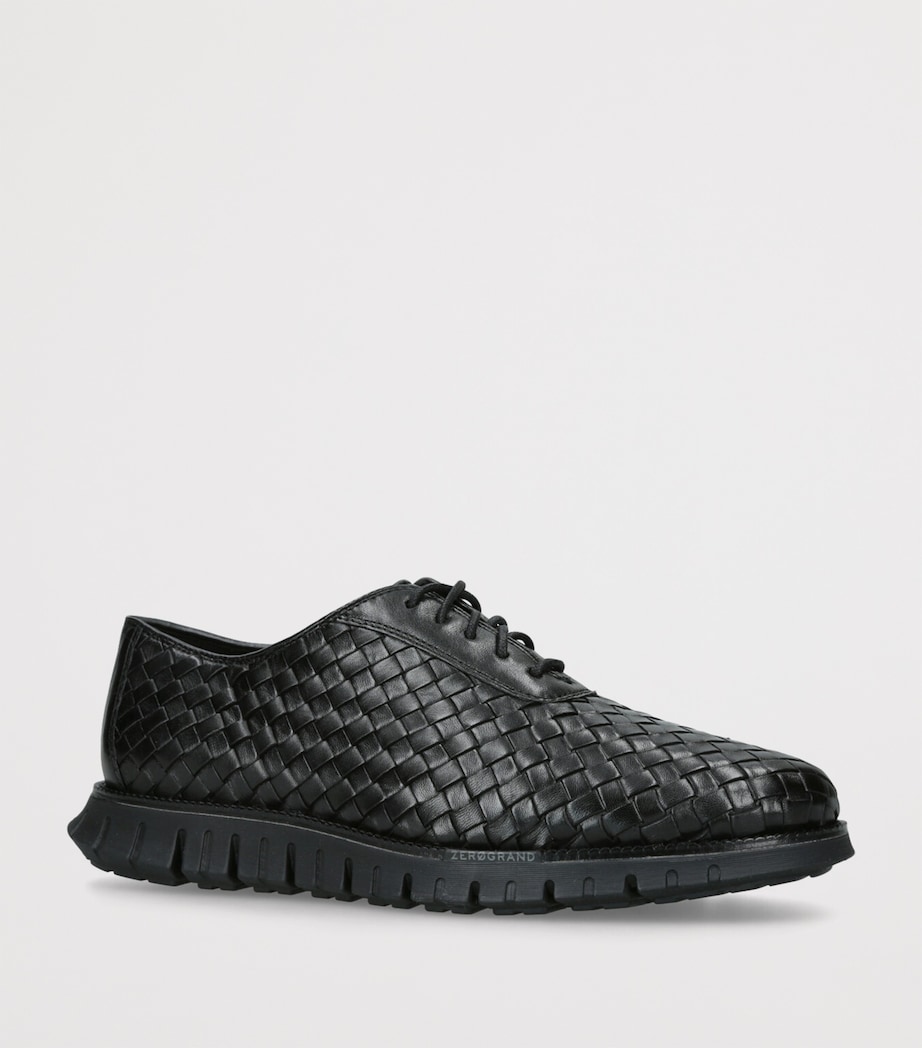 Woven Leather ZerØGrand Oxford Sneakers BLACK Image 3