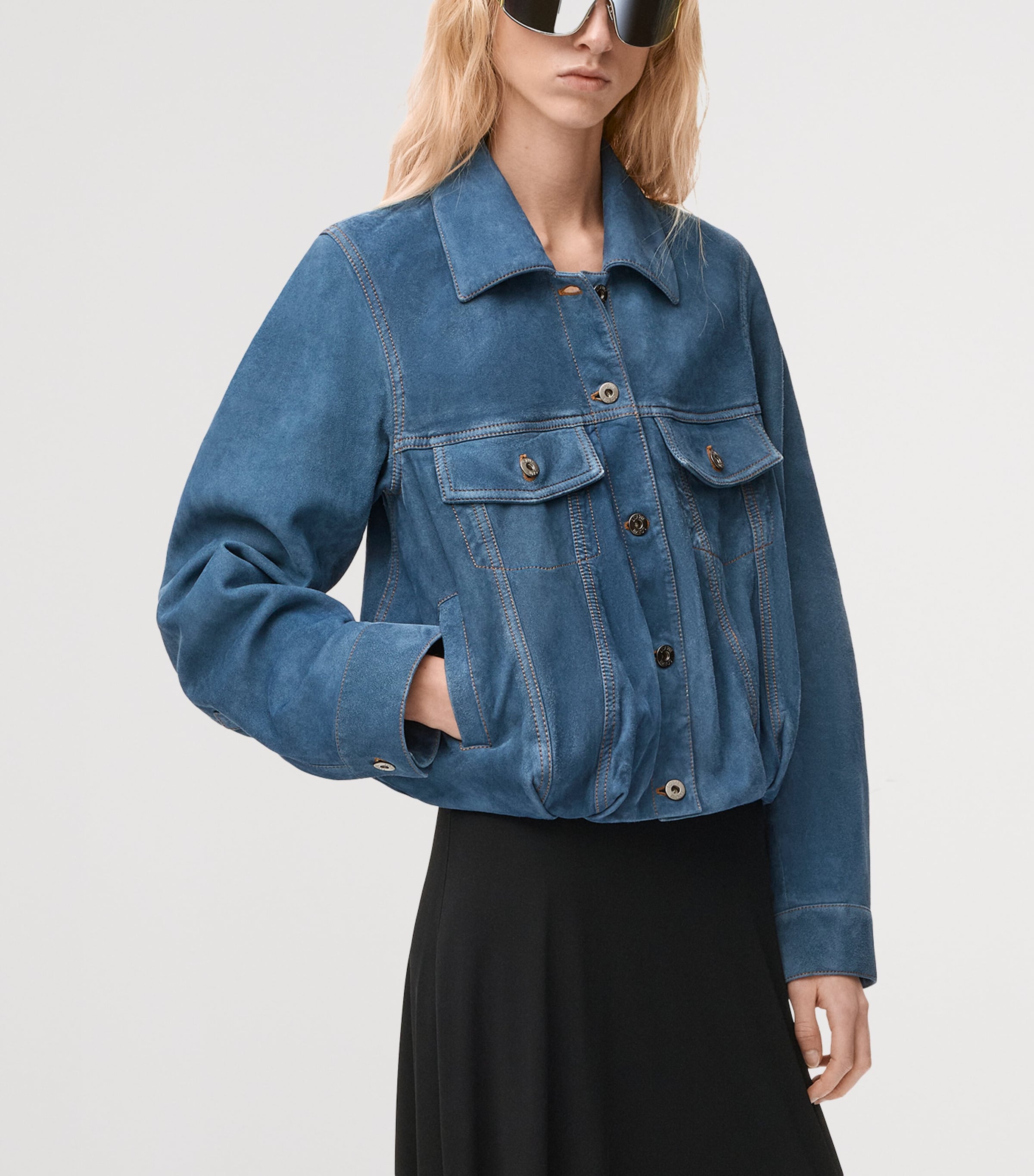Suede Relaxed Jacket BLUE Image 3