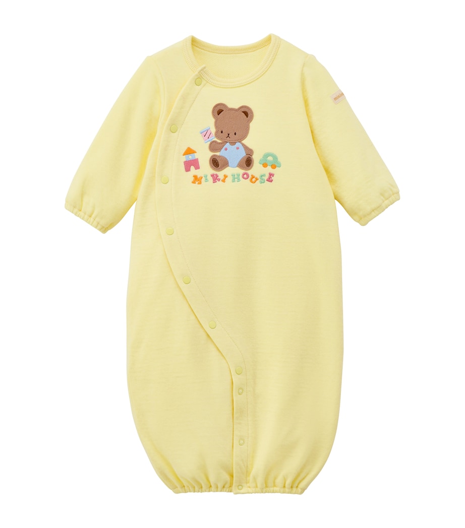 Miki House Logo Bear Embroidered Playsuit (1 Month) Image 1