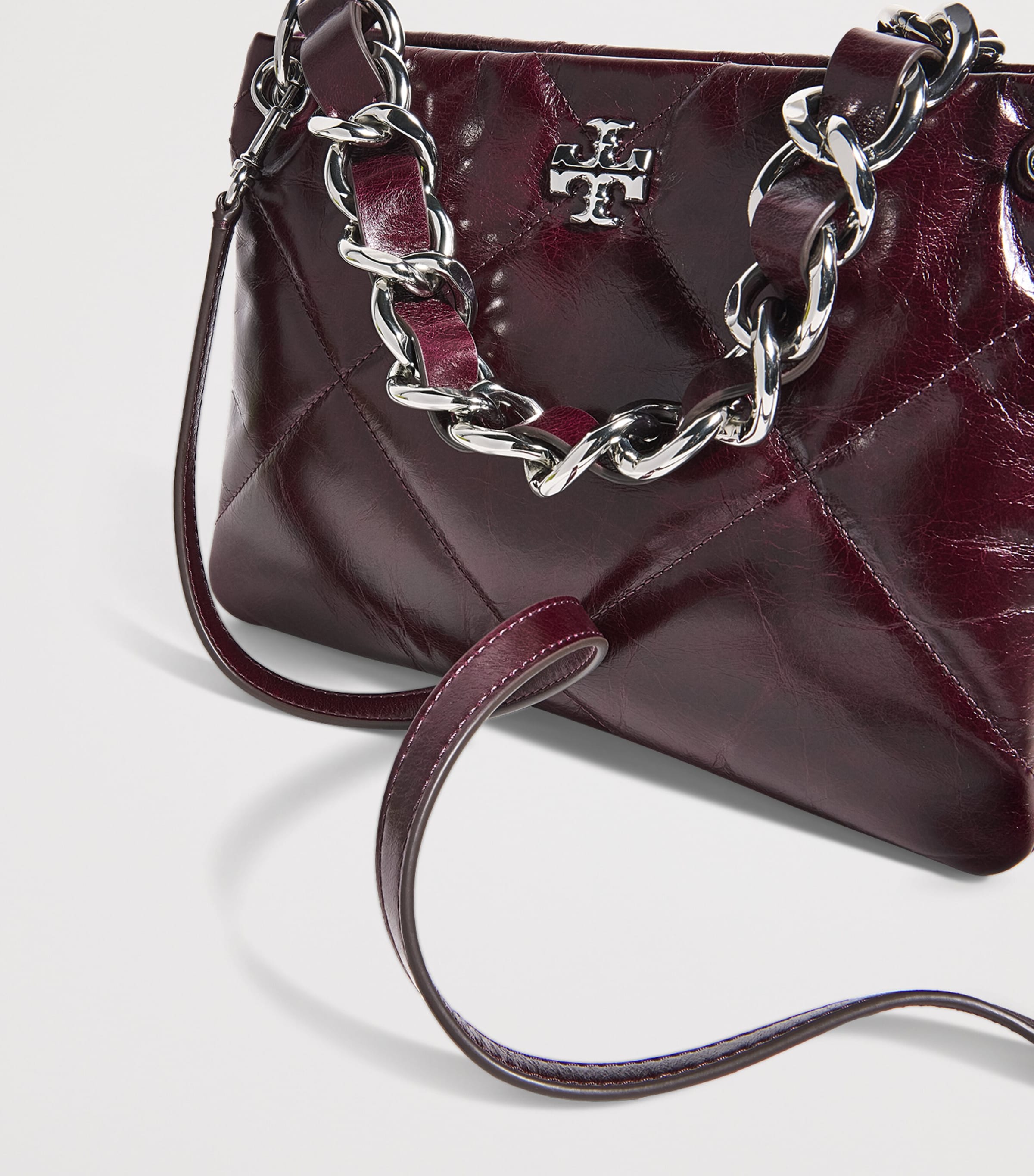 Leather Quilted Kira Shoulder Bag DARK CARMINE 500 Image 6