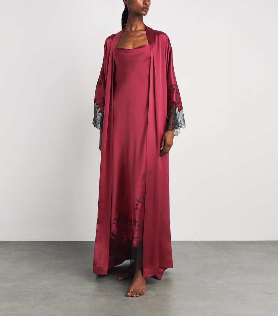 Carine Gilson Womens Silk Long Hanae Robe Rubis Red Image 2