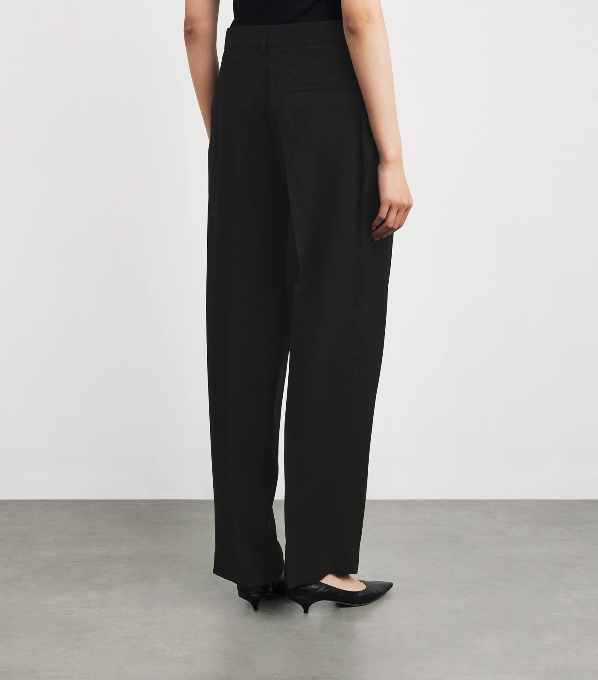 Toteme Womens Double-Pleat Straight Trousers Black Image 4