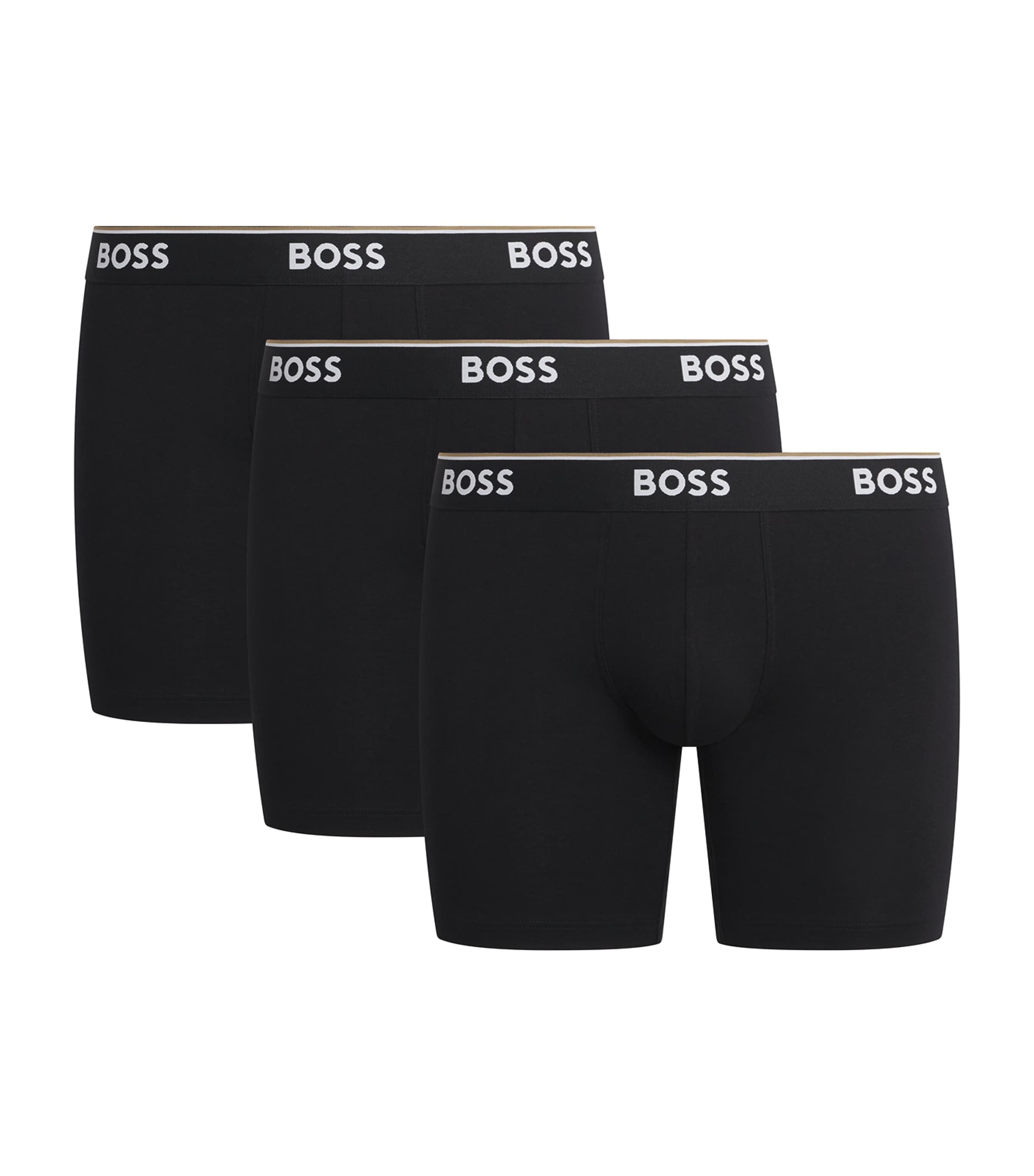 BOSS Mens Stretch-Cotton Logo Trunks (Pack of 3) Black Image 1