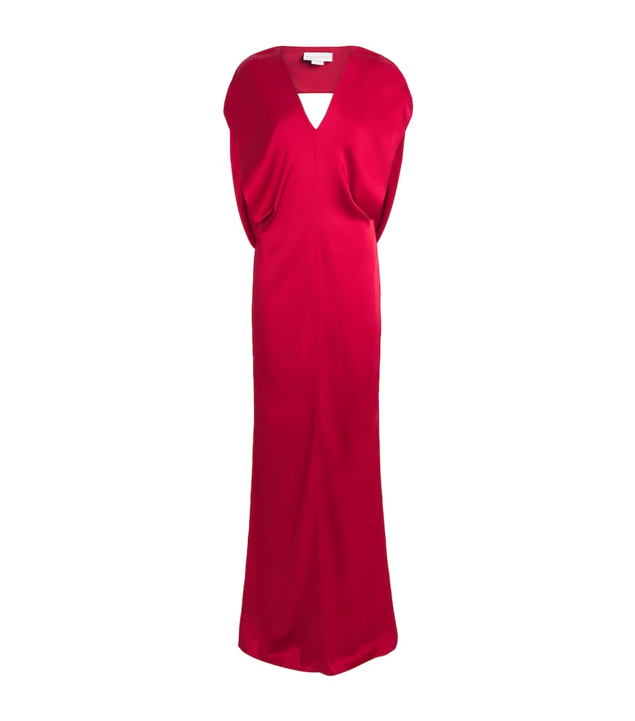 Satin V-Neck Gown 5001 RASPBERRY Image 1