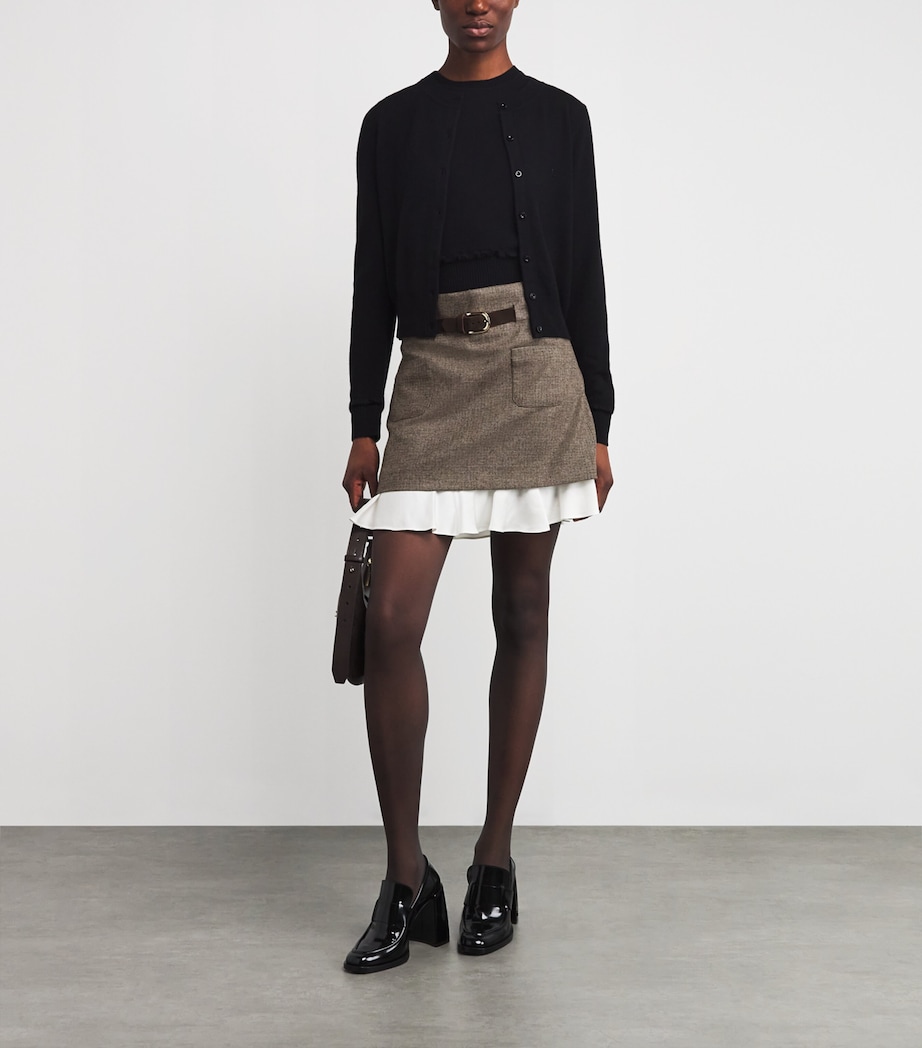 Wool-Blend Belted Mini Skirt BROWN Image 2