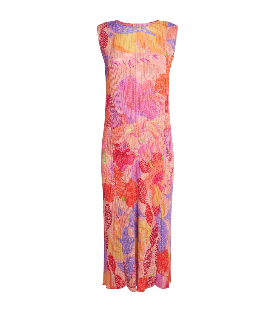 Pleats Please Issey Miyake Womens Pleated Foggy Forest Midi Dress Pink Image 1