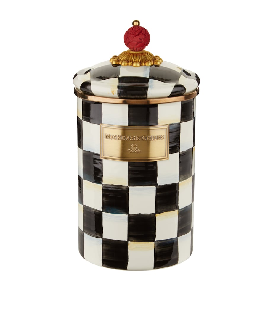 Large Courtly Check Enamel Canister BLACK Image 1