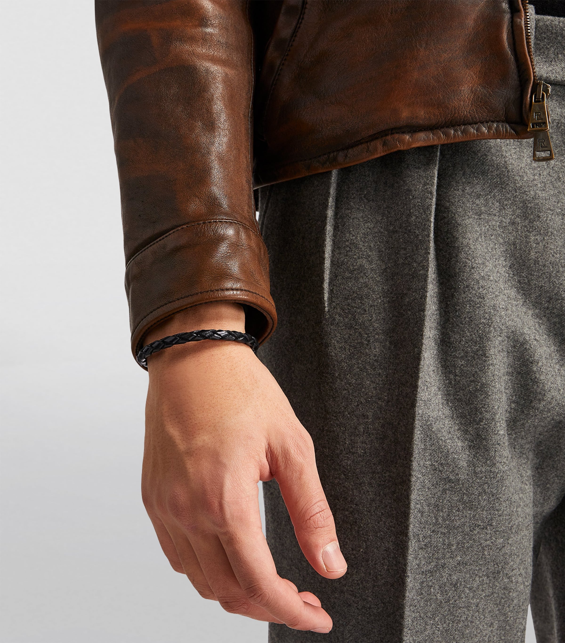 Tateossian Leather Carbon Pop Braided Bracelet Black Image 5