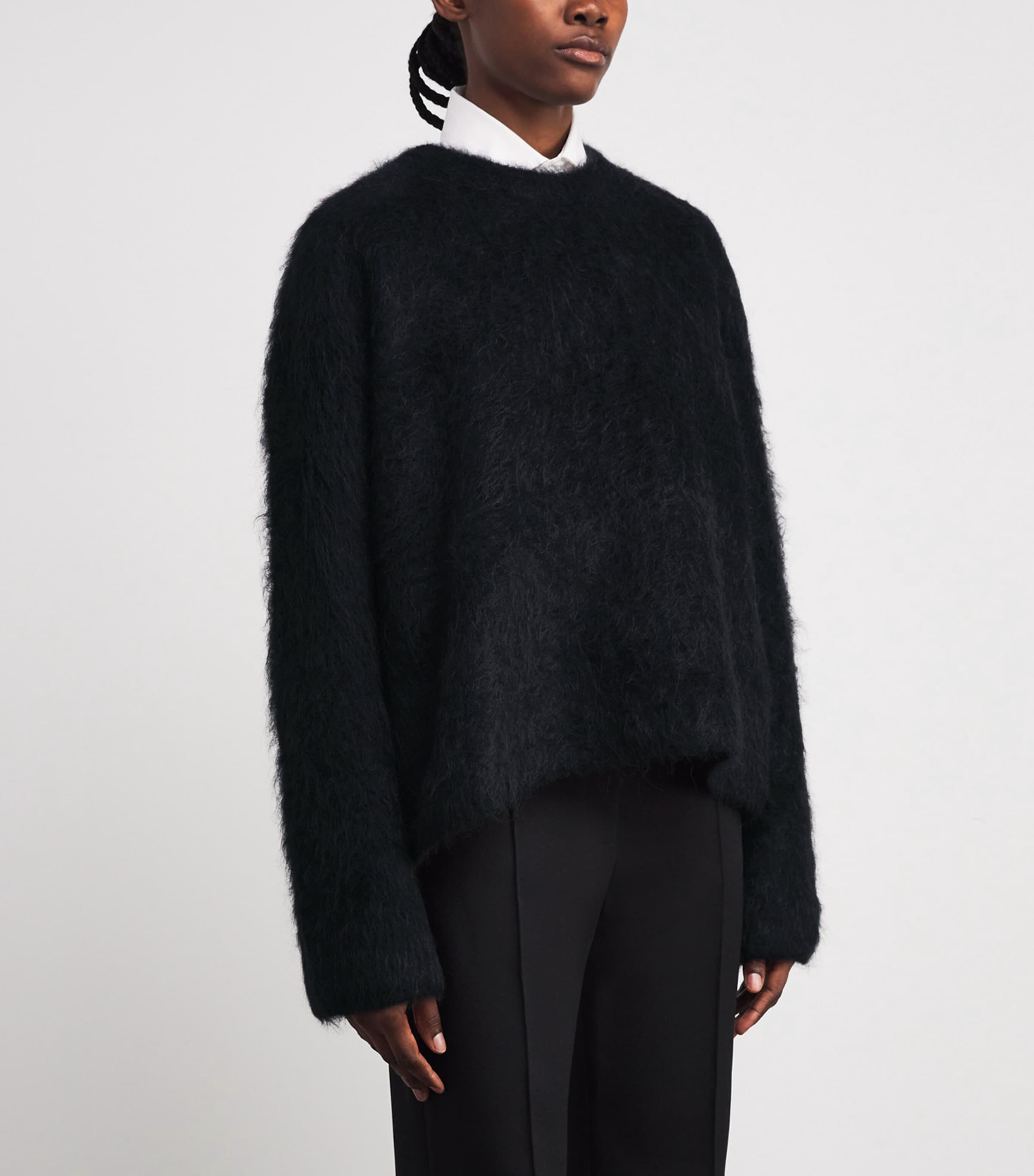 Toteme Womens Alpaca-Blend Boxy Sweater Black Image 3