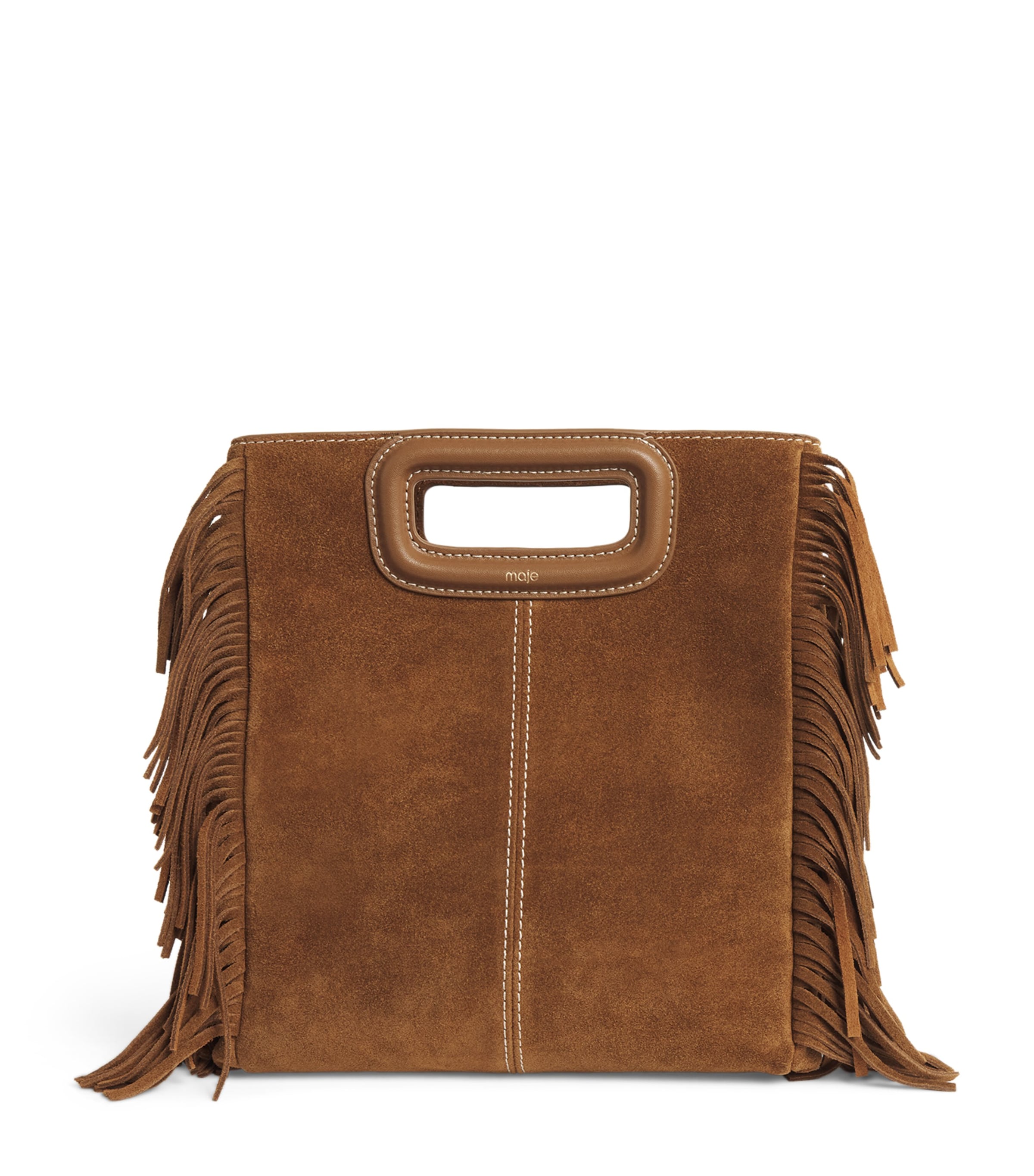 Suede Fringed M Top-Handle Bag BROWN Image 1