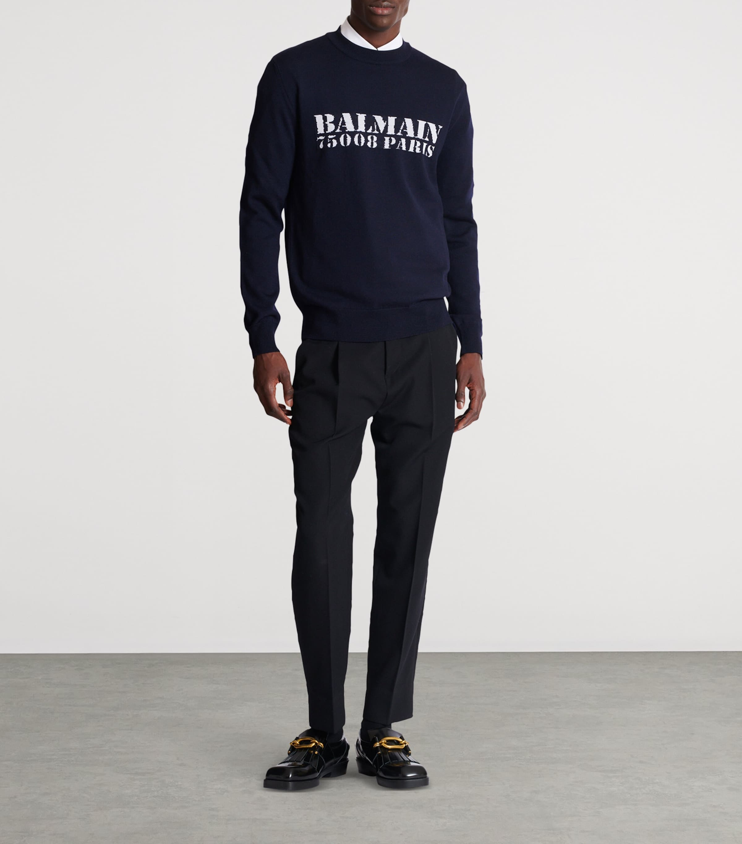 Merino Wool Logo Sweater SAJ BLEU/BLANC Image 2