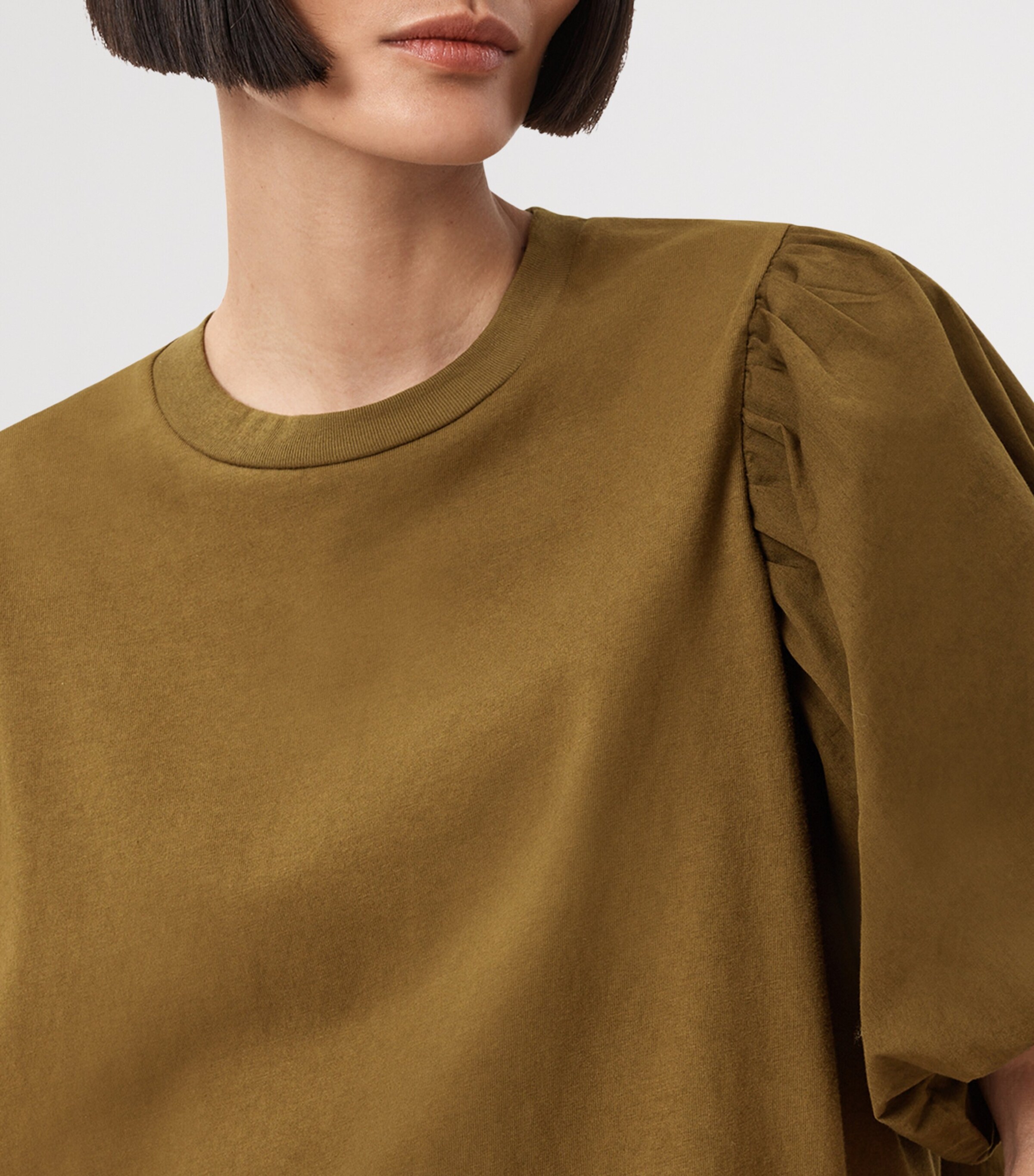 AllSaints Womens Organic Cotton Jess T-Shirt Fango Green Image 7