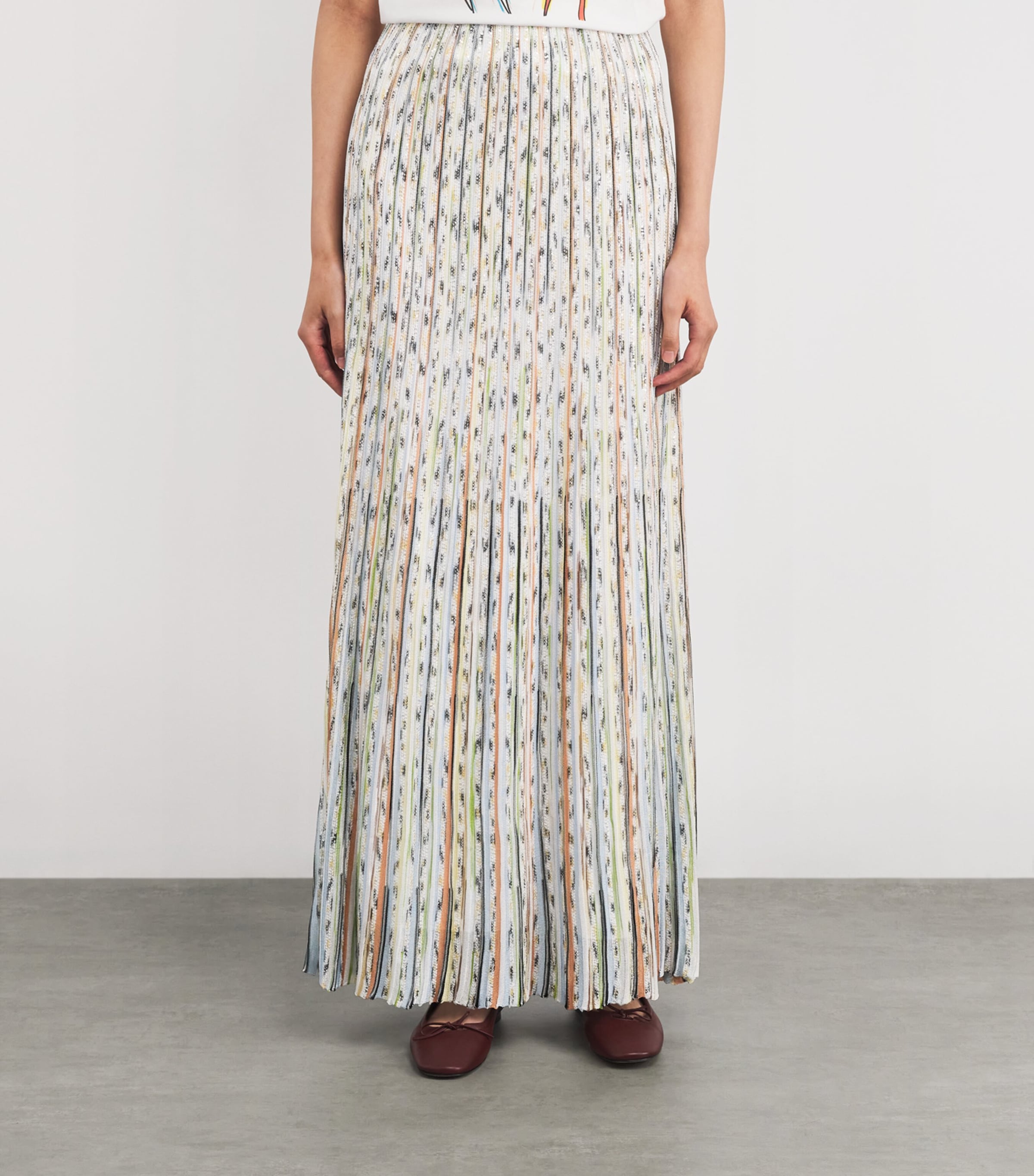 Lamé Embellished Maxi Skirt SMSMC LGHT ORNGE/GRN Image 3