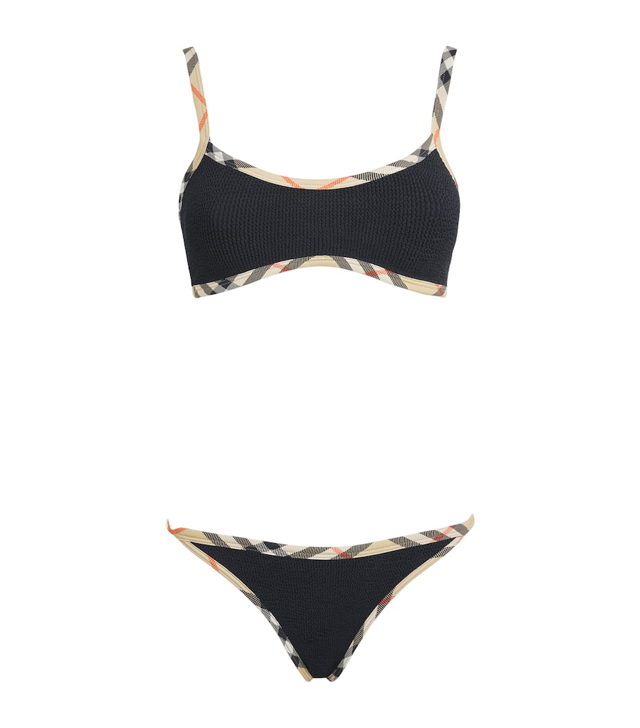 Burberry x Hunza G Womens x Burberry Check-Trim Tyler Bikini Black Image 1