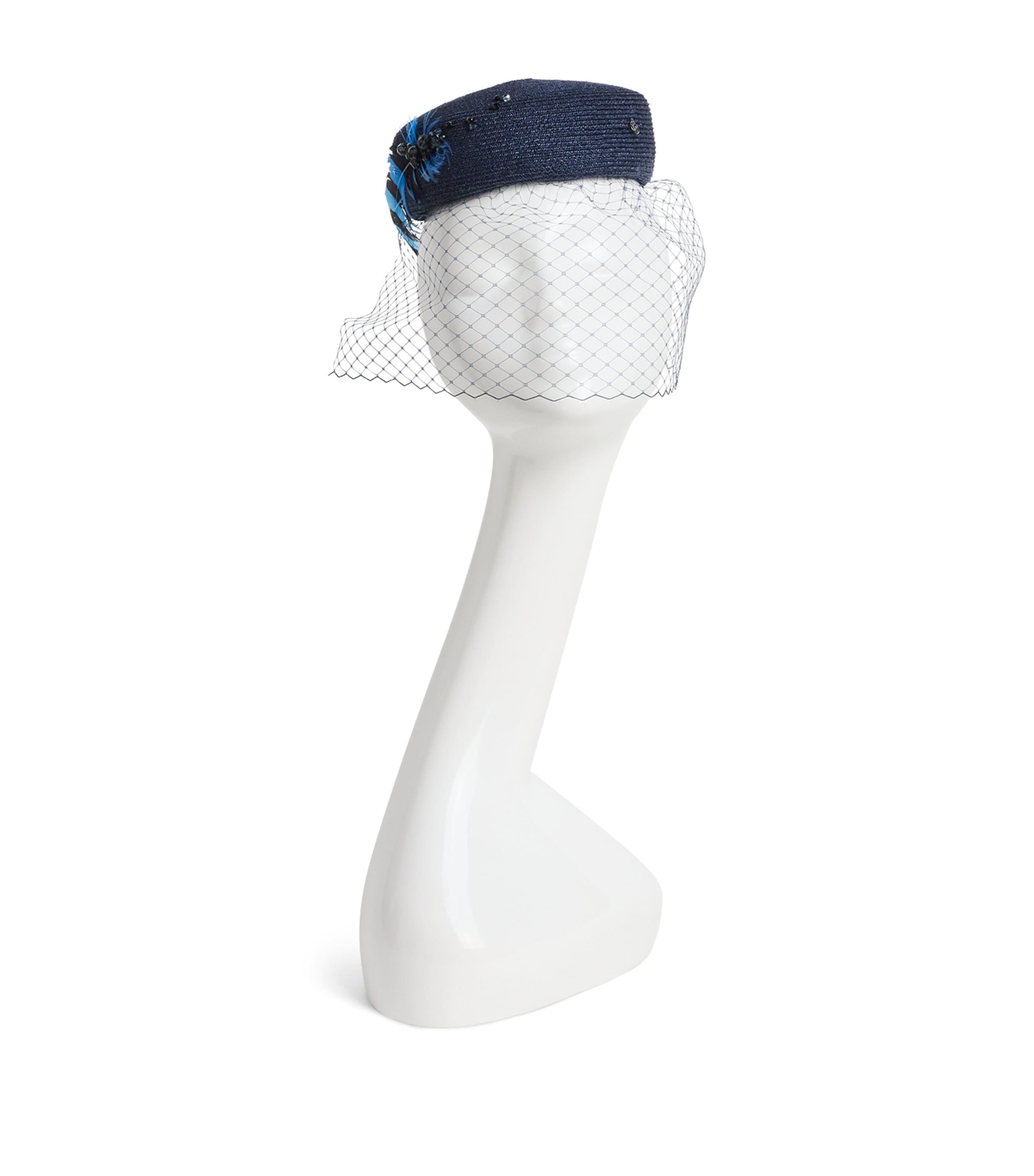 Shop Maison Michel X Ascot Feathered Jacqueline Hat In Navy