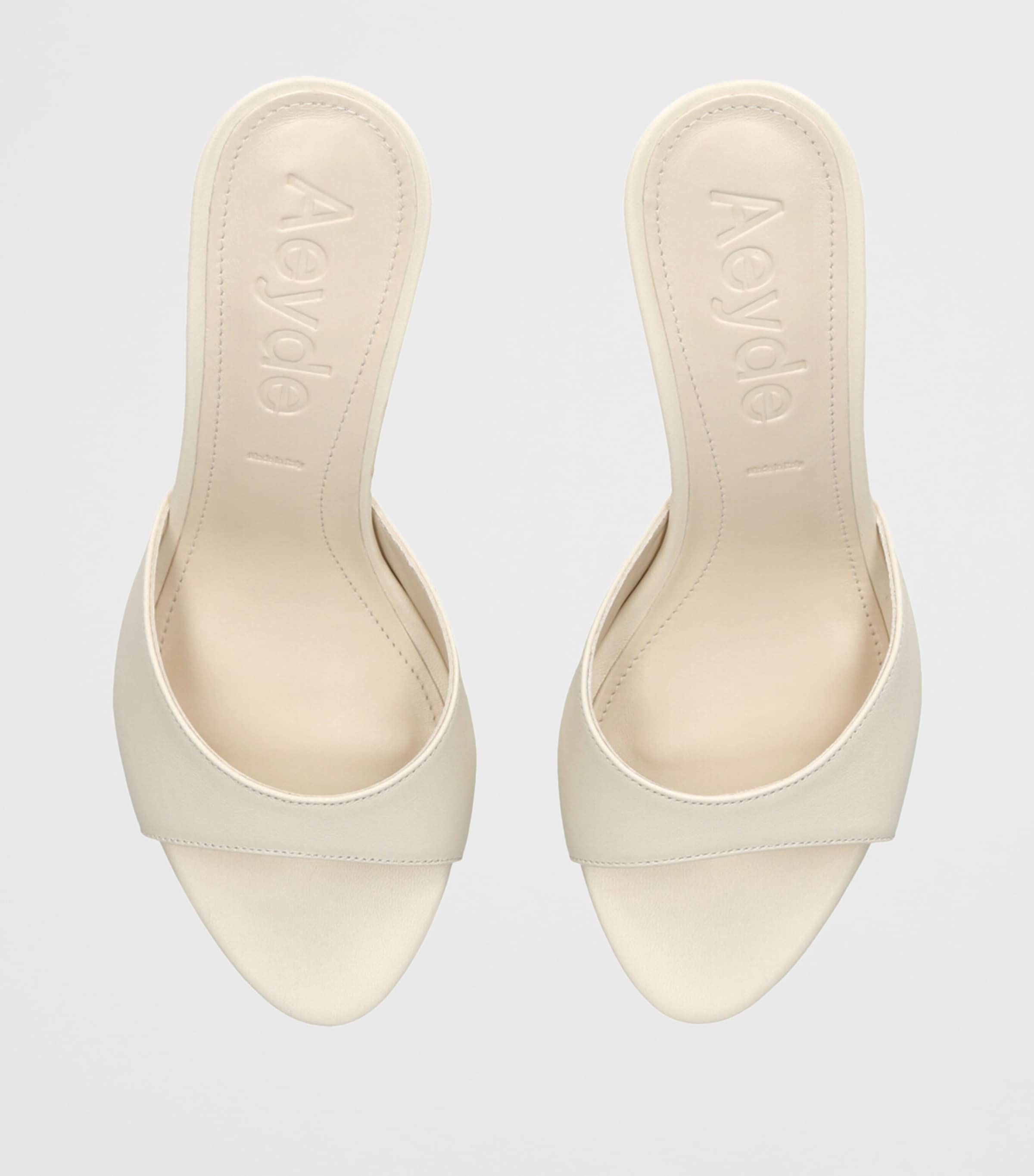 Leather Samia Heeled Mules 75 CREAM Image 4