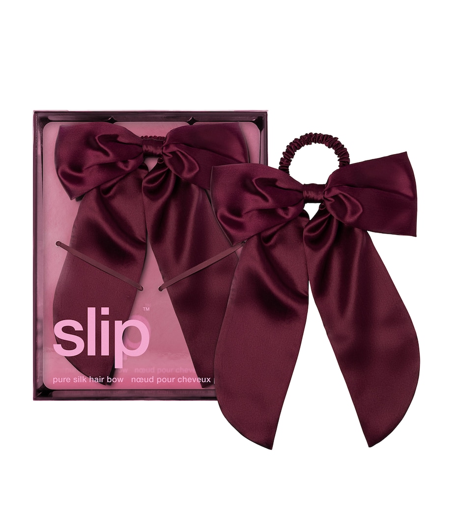 Slip Mulberry Silk Hair Bow Crimson Image 1