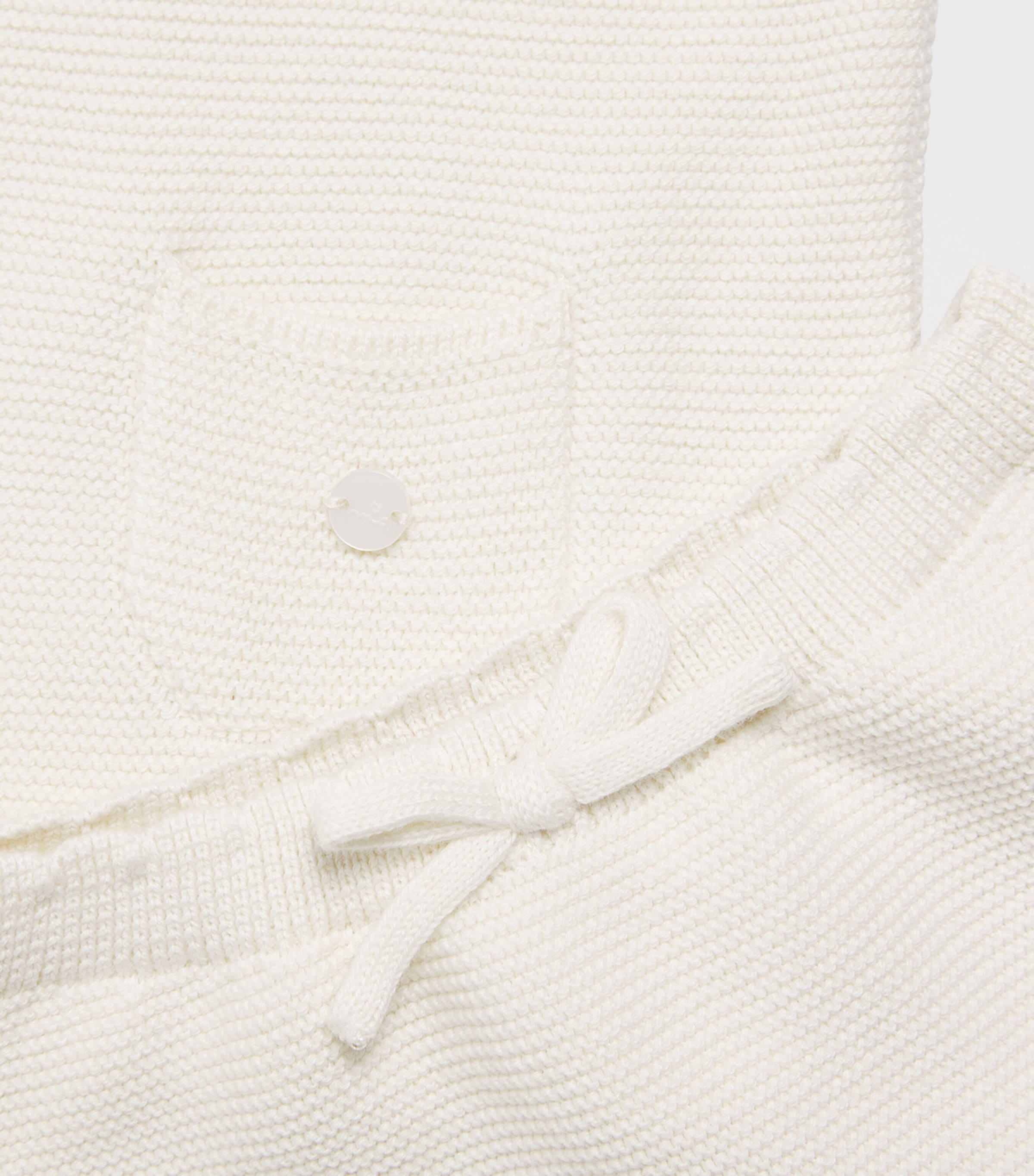 Marie-Chantal Cotton Wrap-Effect Coraline Cardigan (3-24 Months) Milky White Image 4