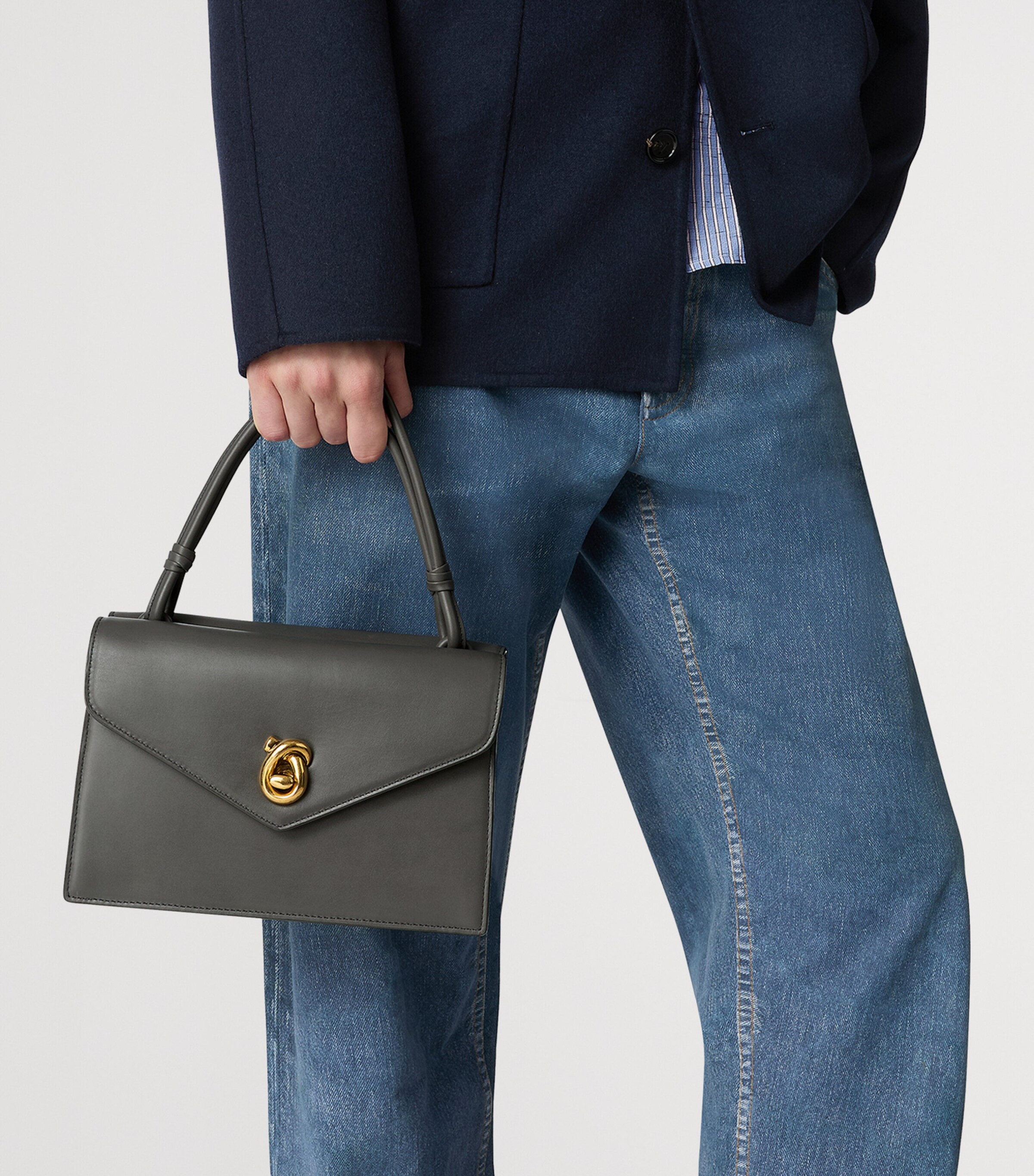 Bottega Veneta Leather Nodo Piano Top-Handle Bag Image 2