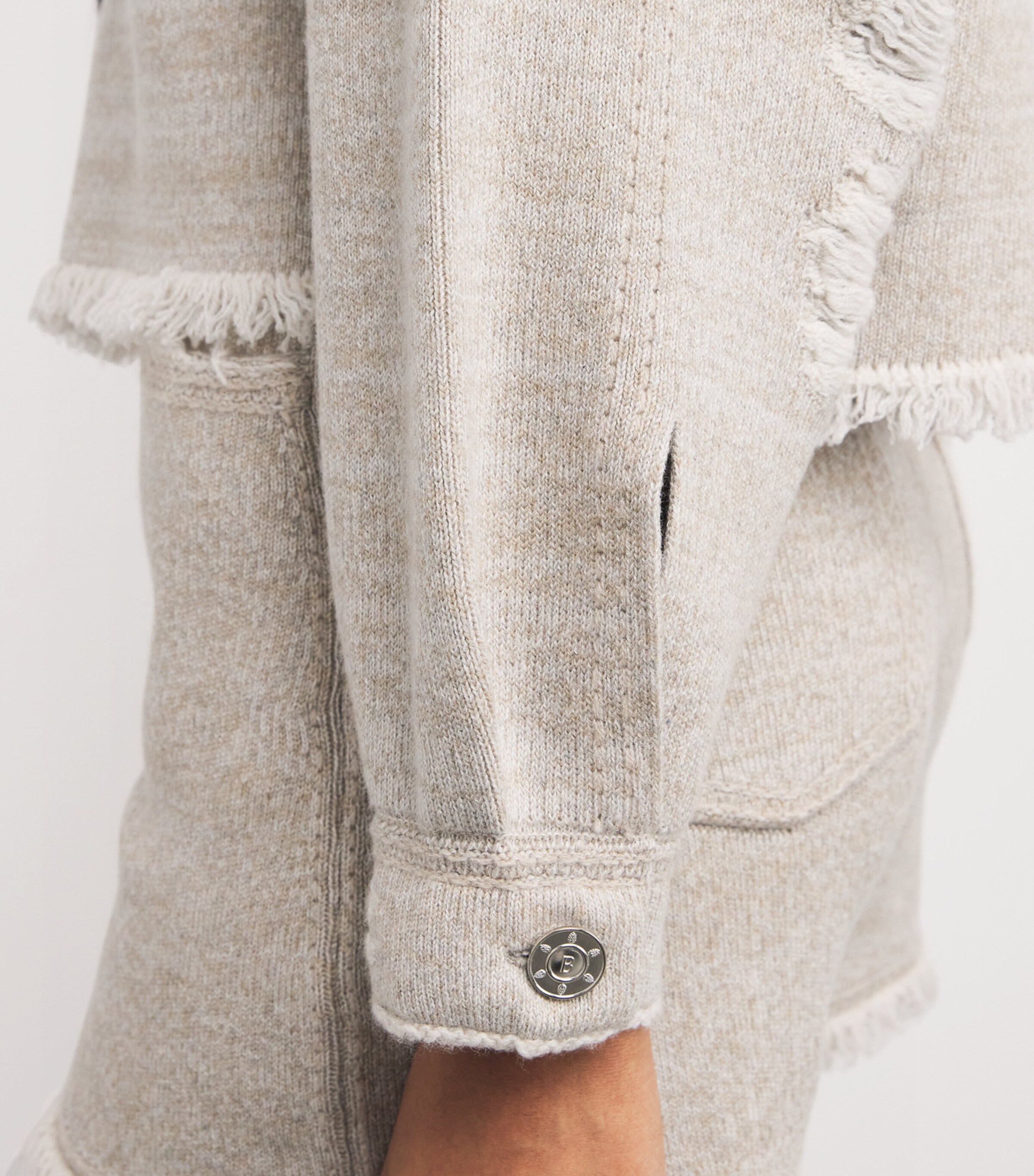 Barrie Womens Cashmere-Cotton Distressed Jacket Urchin Dark Image 6