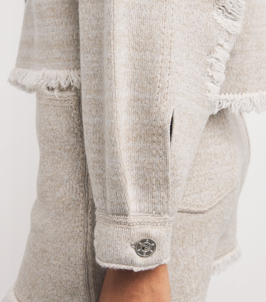 Barrie Womens Cashmere-Cotton Distressed Jacket Urchin Dark Image 6