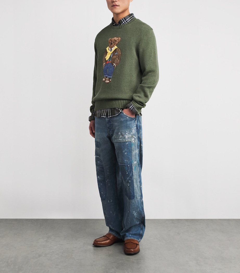 Cotton Embroidered Polo Bear Sweater GREY HEATHER Image 2