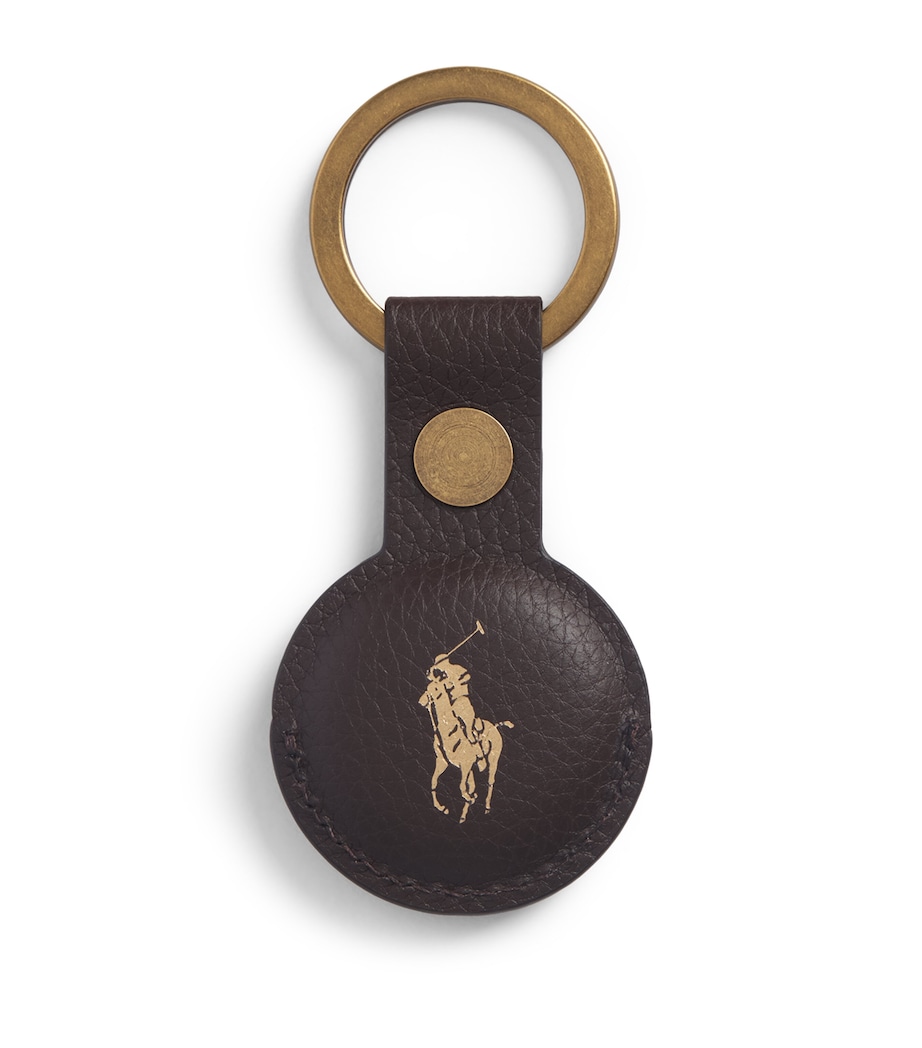 Polo Ralph Lauren Leather Polo Pony AirTag Key Fob Dark Brown Image 1