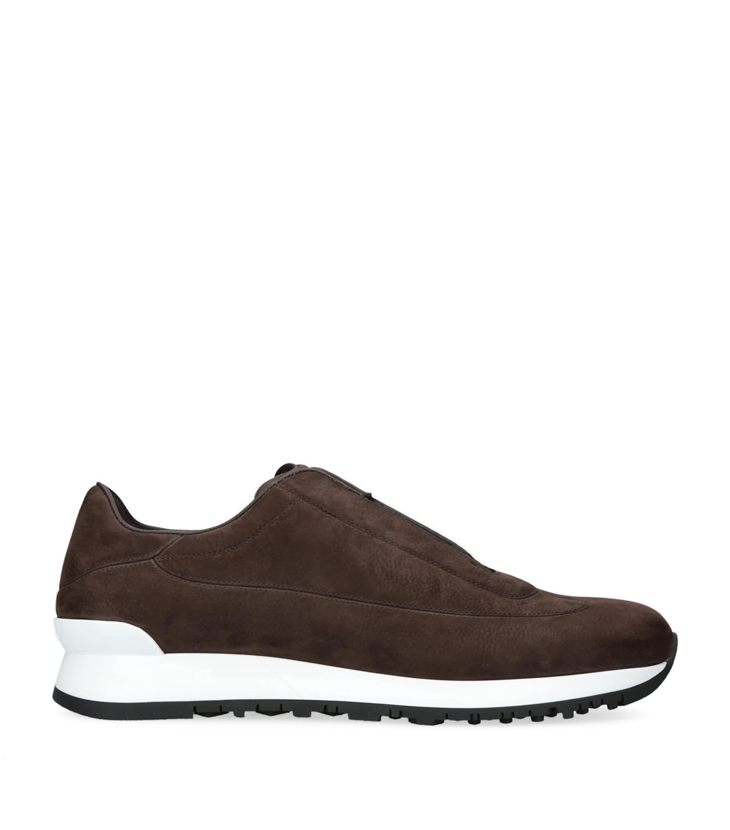 John Lobb Mens Nubuck Lift Runner Sneakers Dark Brown Image 1
