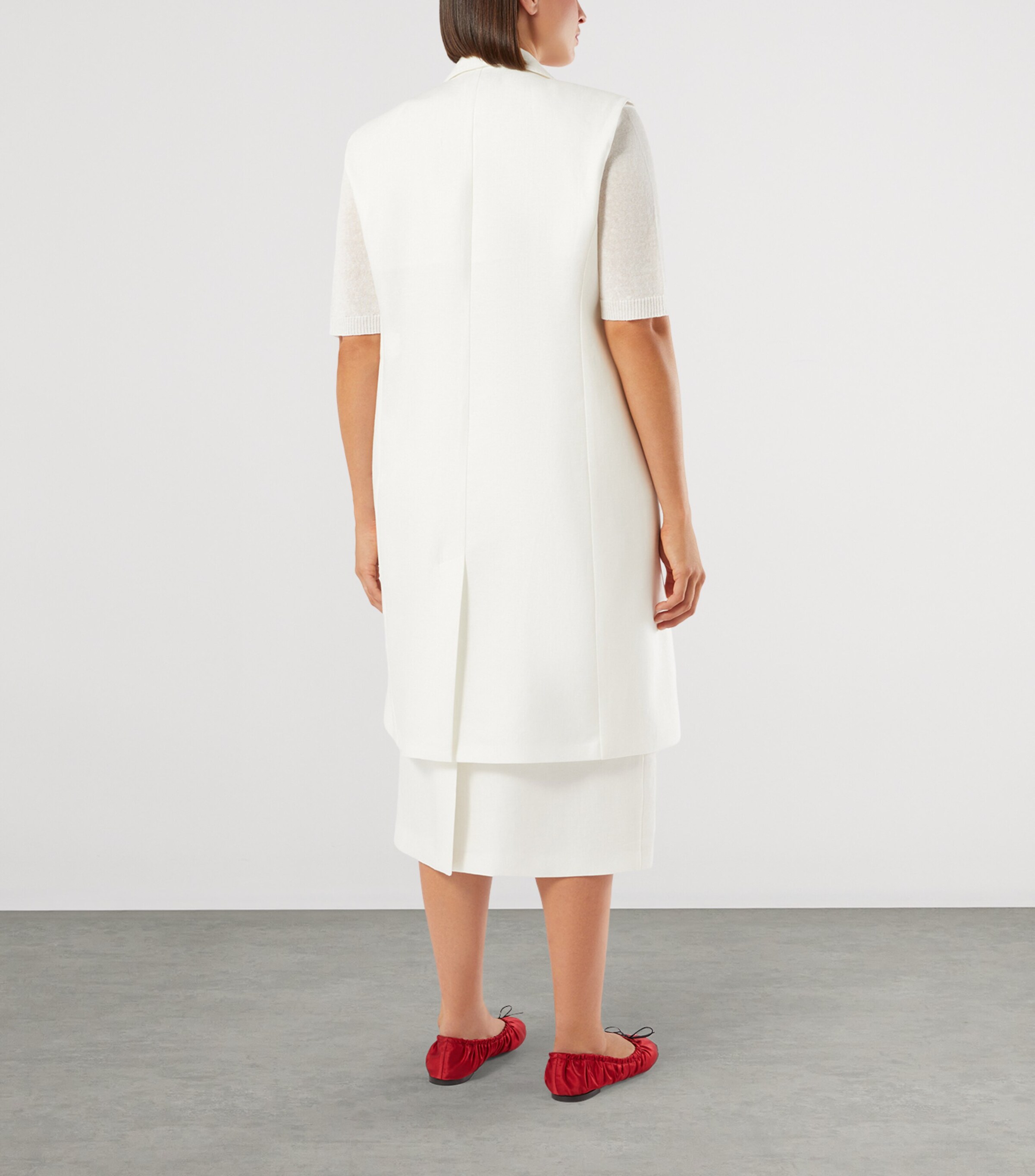 Marina Rinaldi Womens Linen Sleeveless Longline Blazer White Image 4