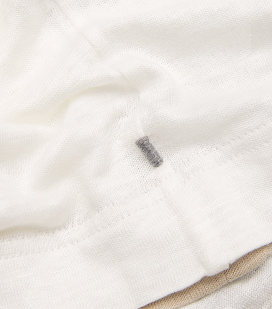 Eleventy Mens x Harrods Linen Double-Layer T-Shirt Bianco E Beige Image 5