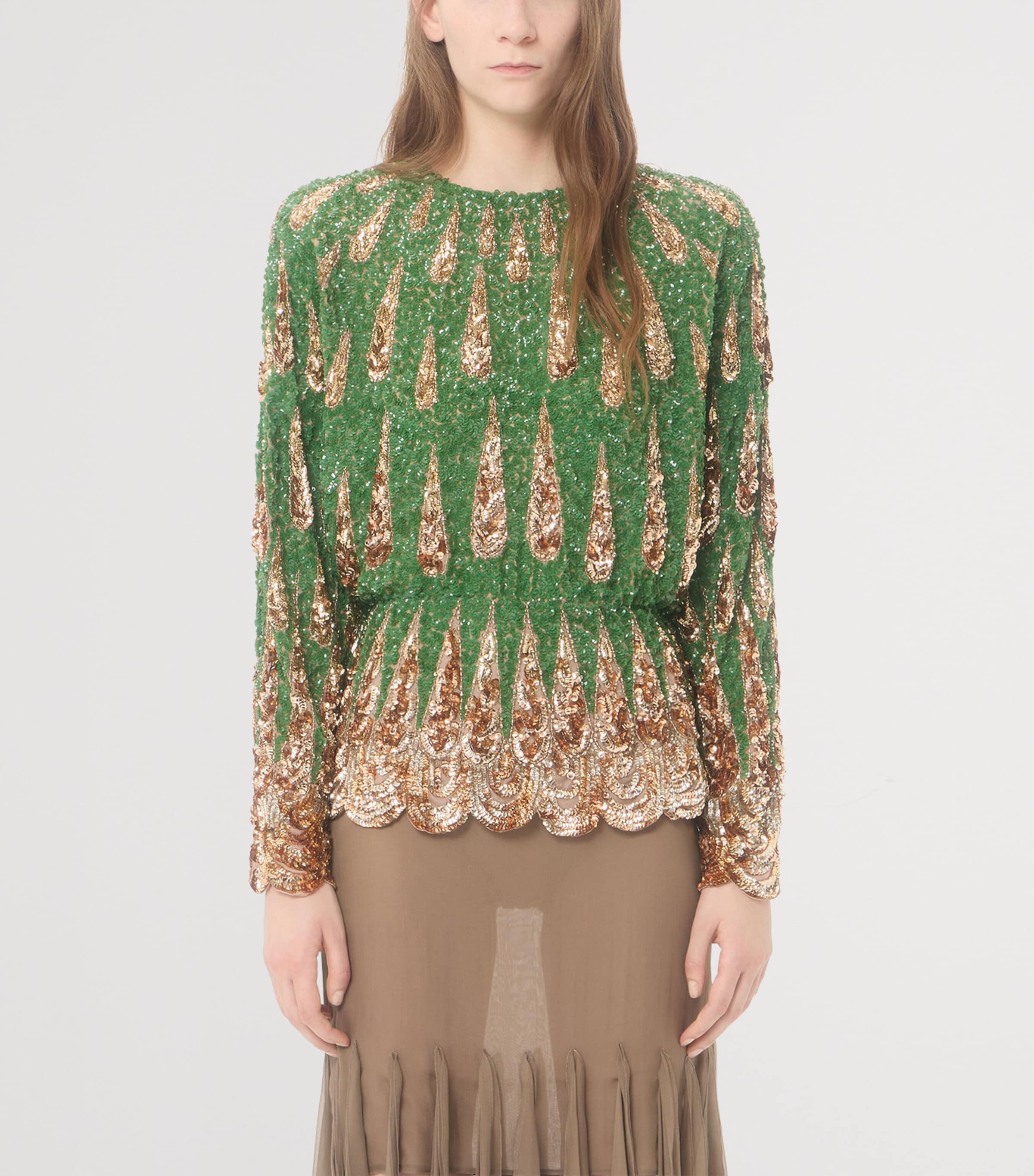Valentino Womens Silk Sequinned Blouse Image 2