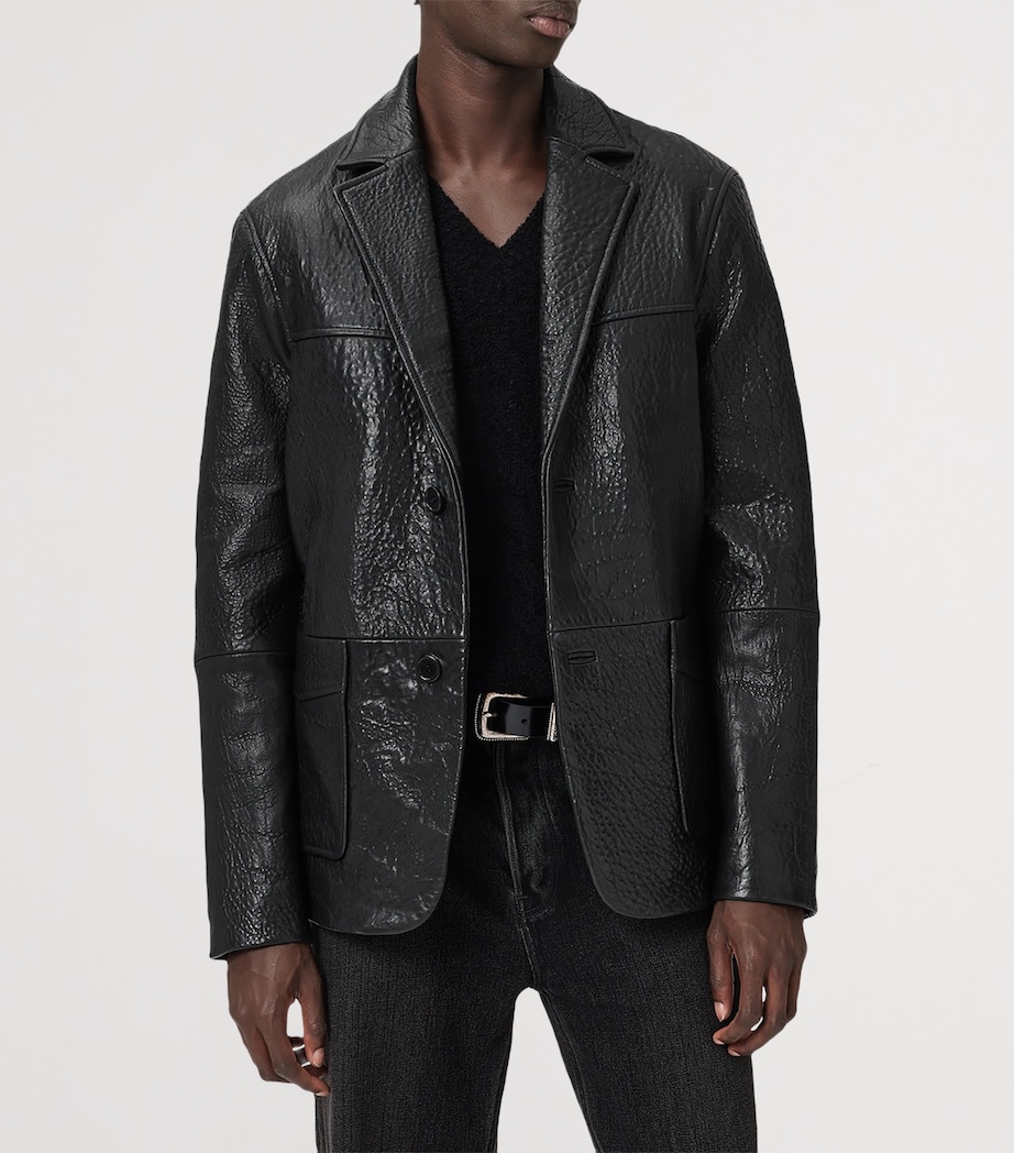 Grained Leather Shadwell Blazer BLACK Image 4