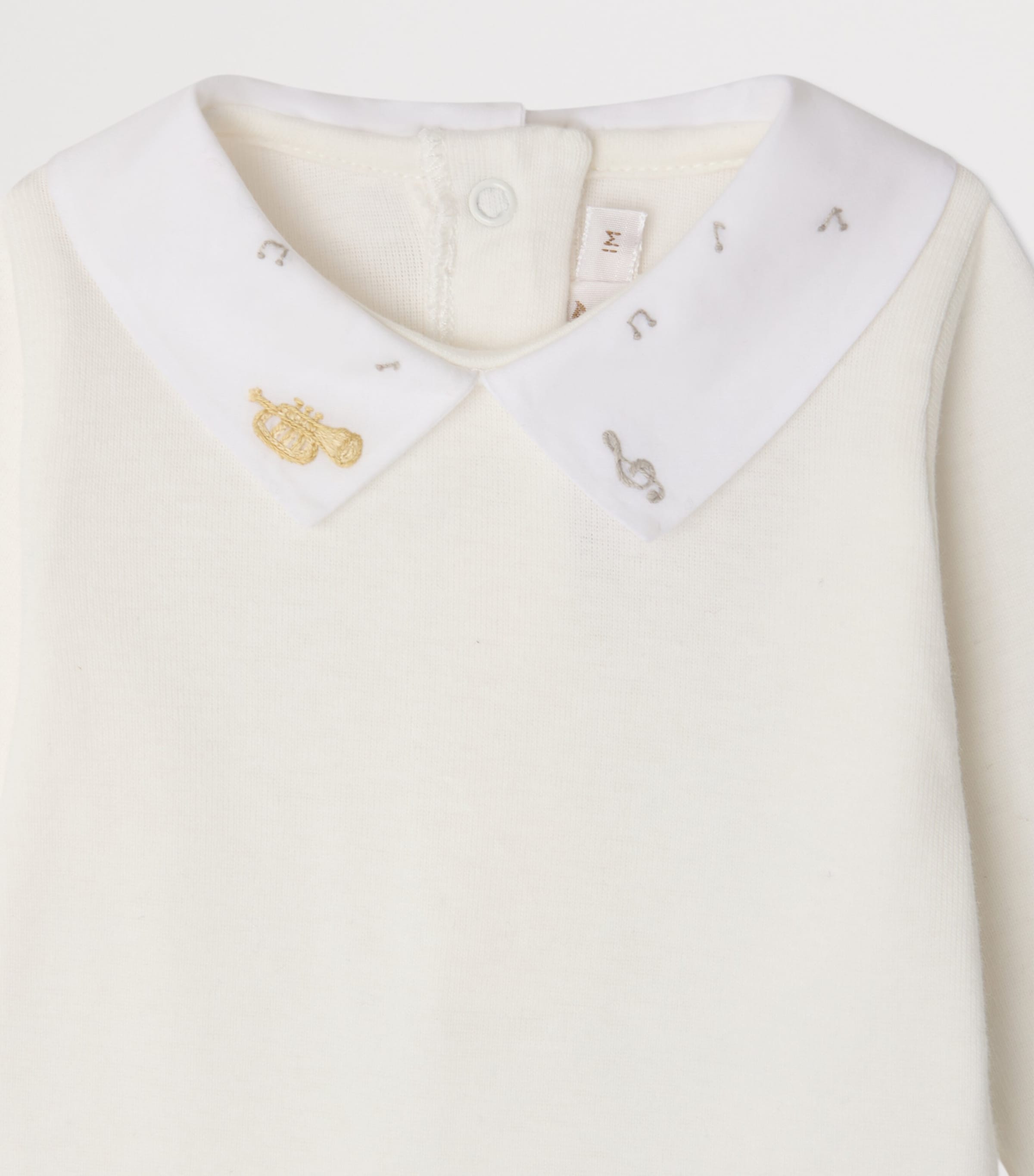 Bonpoint Musical Embroidered Bodysuit (1-24 Months) Blanc Lait Image 3