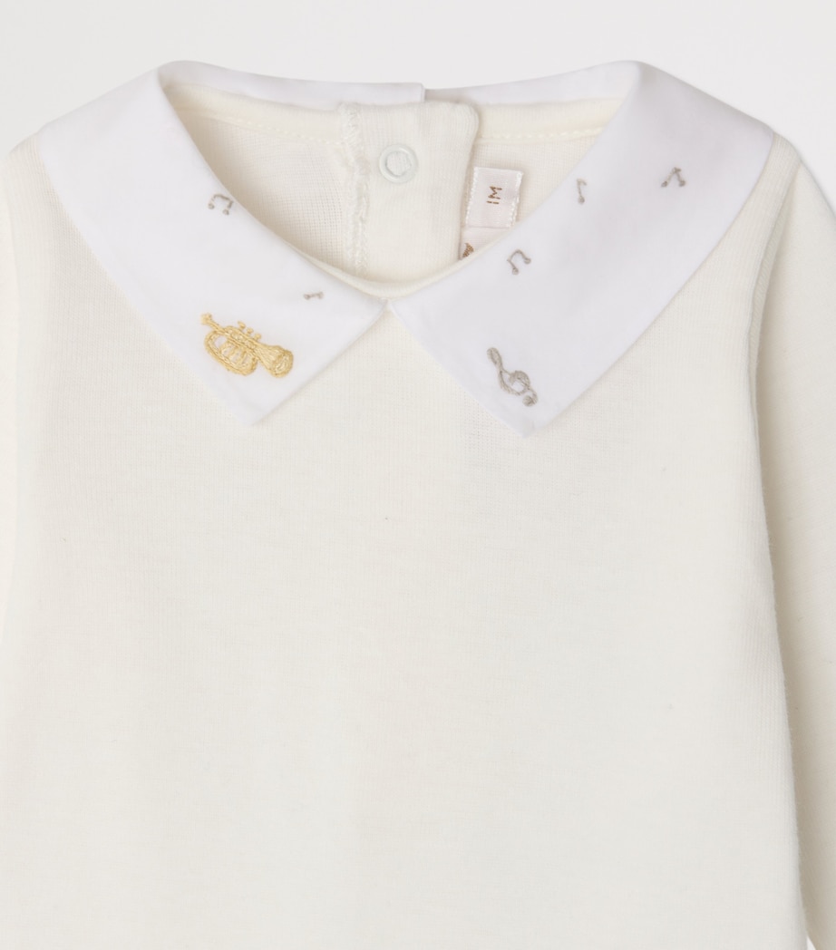 Bonpoint Musical Embroidered Bodysuit (1-24 Months) Blanc Lait Image 3