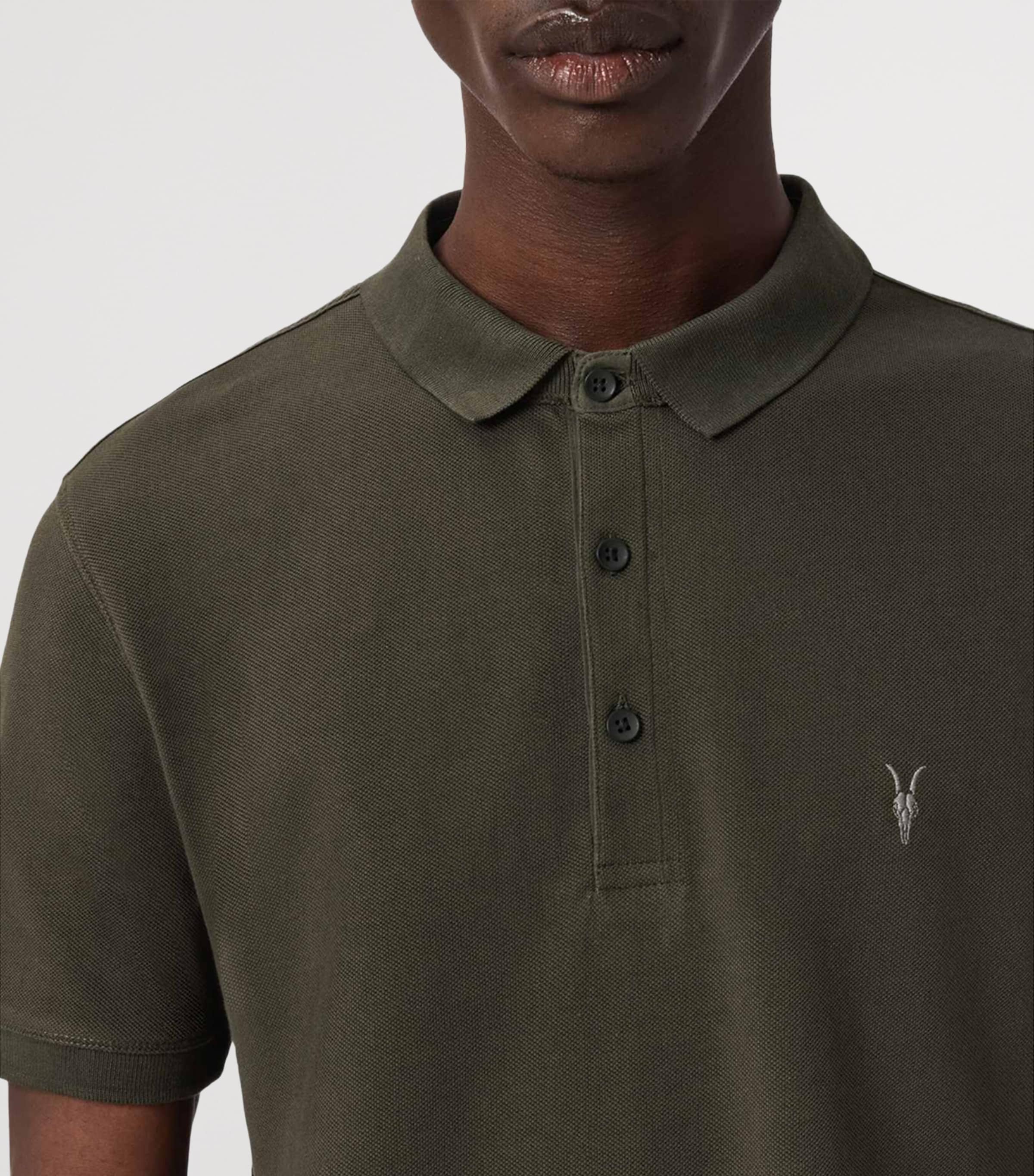 AllSaints Mens Organic Cotton Reform Polo Shirt Mangrove Green Image 5