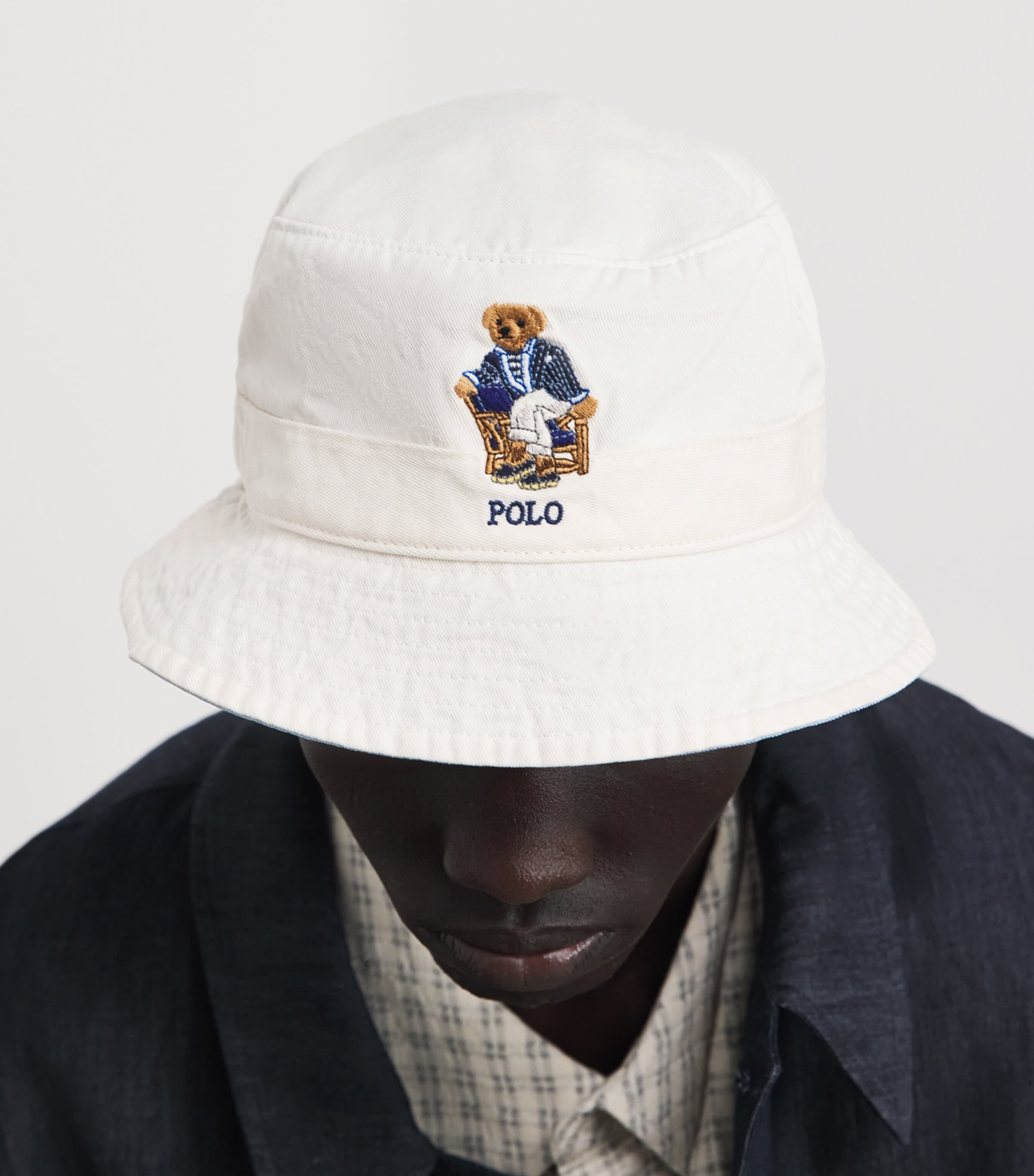 Polo Ralph Lauren Cotton Twill Polo Bear Bucket Hat Dckwsh Wht W/nprt Br Image 2
