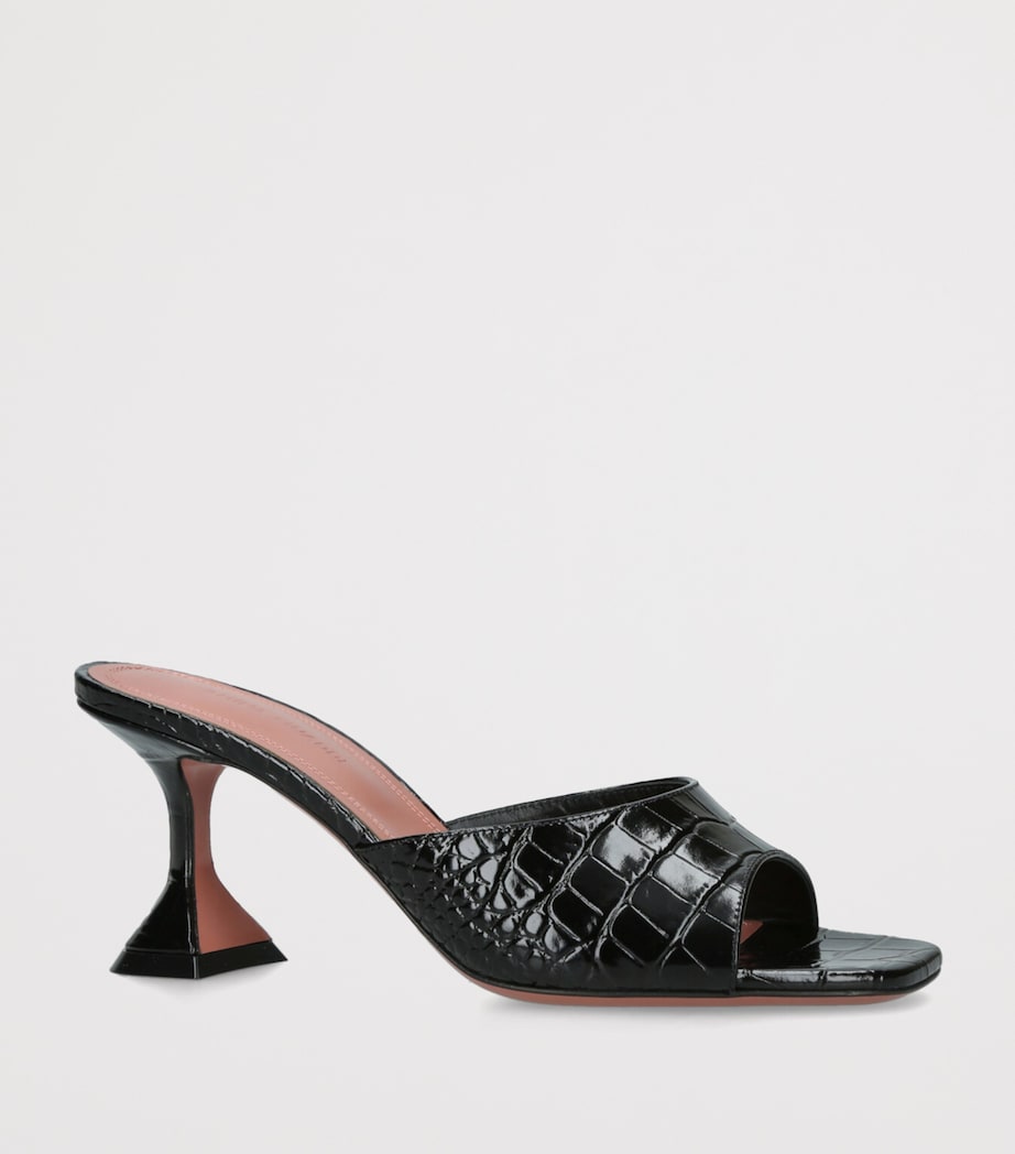 Amina Muaddi Croc-Embossed Leather Lupita Mules 70 Black Image 3