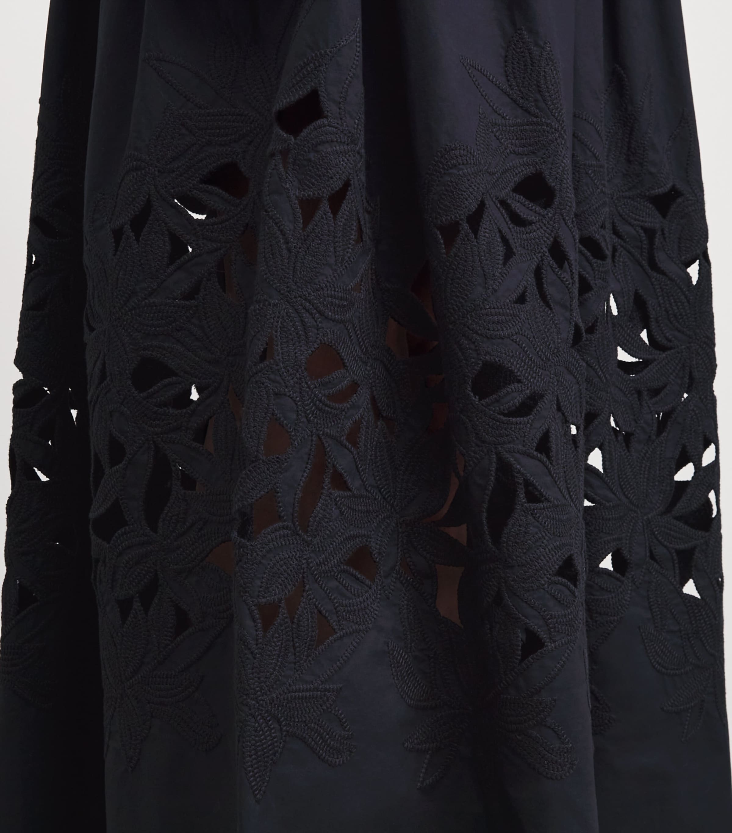 Agnona Womens Cotton Floral Appliqué Maxi Skirt Dark Blue Navy Image 3