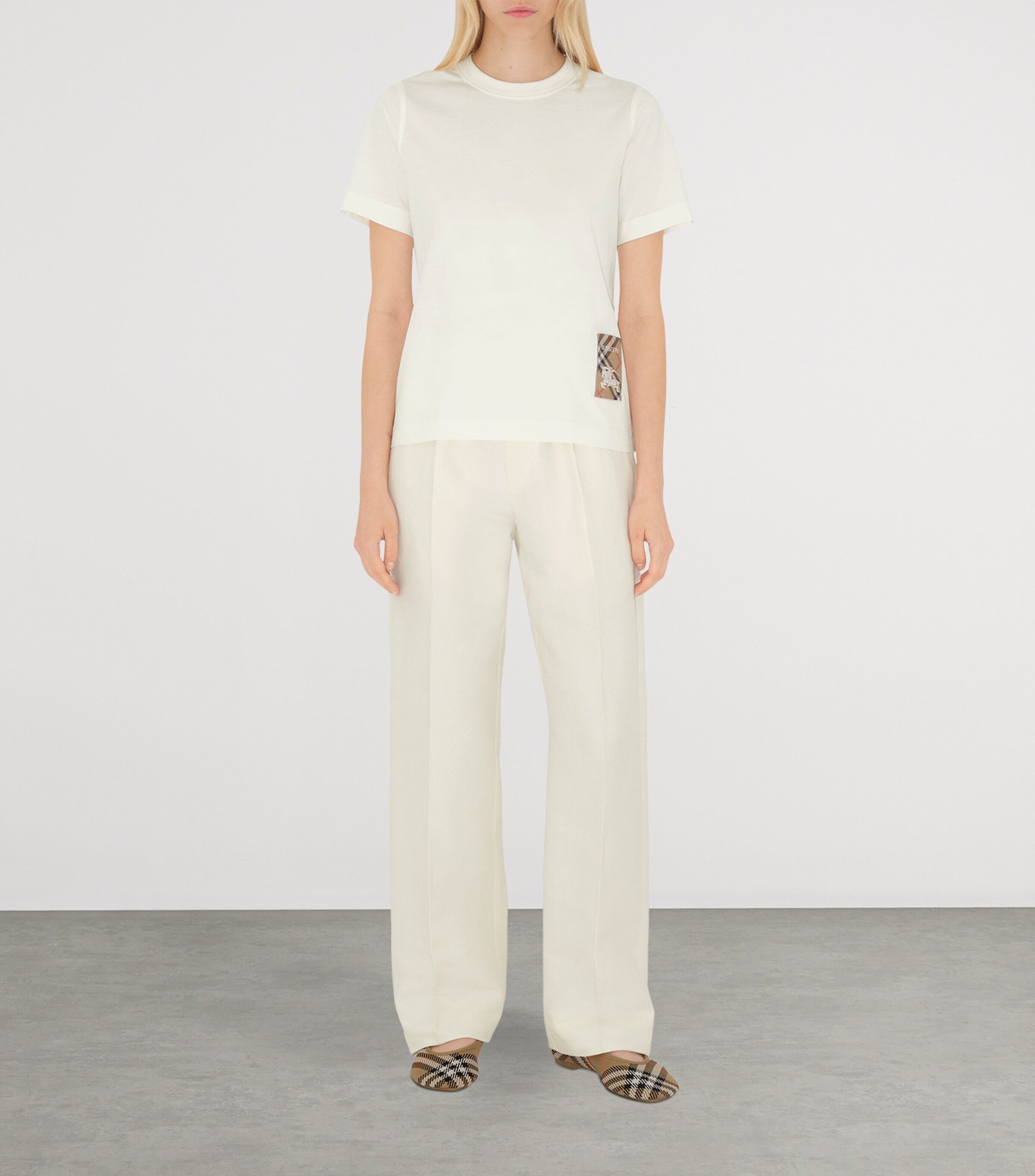 Cotton Check Label T-Shirt CHALK Image 2