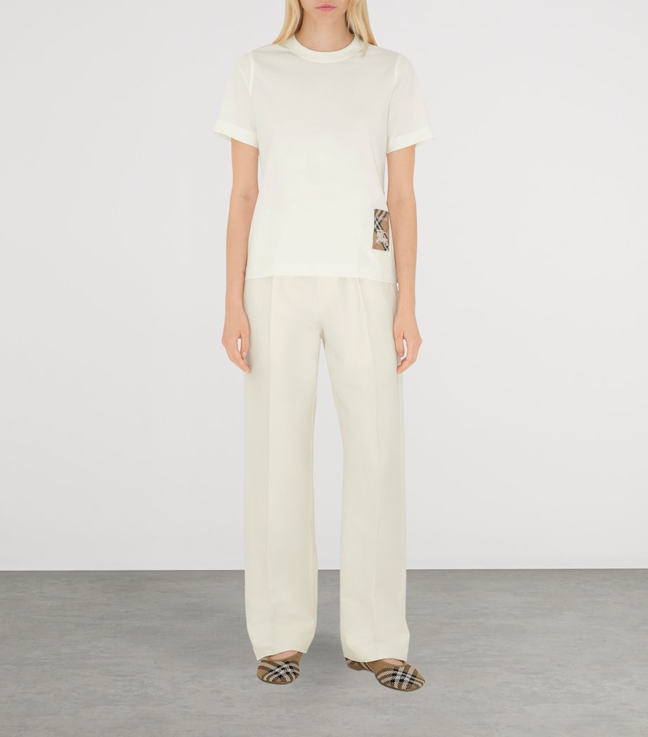 Cotton Check Label T-Shirt CHALK Image 2