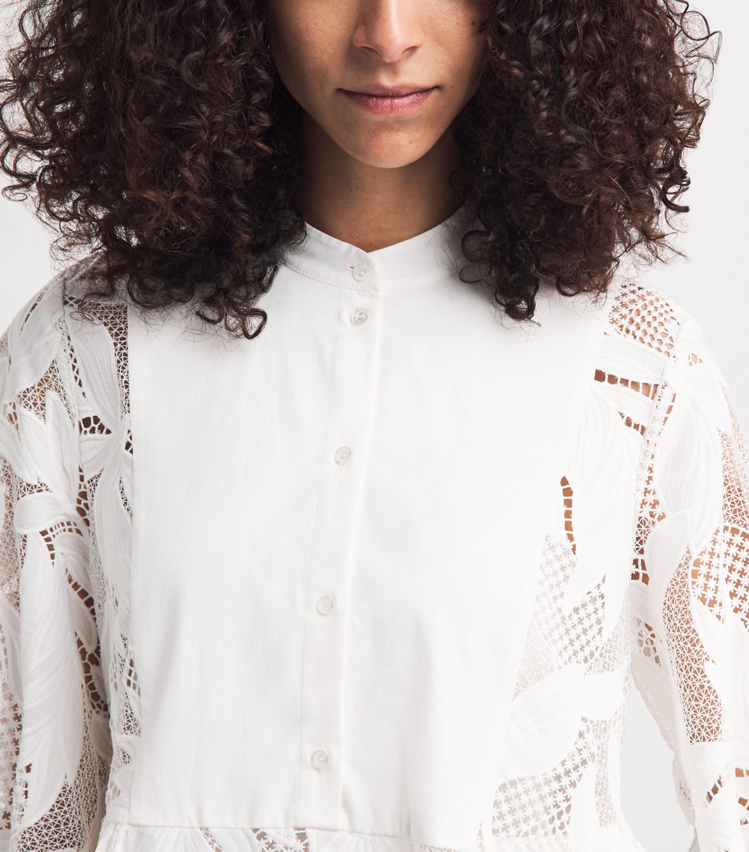 Erdem Womens Crochet Cutwork Midi Shirt Dress Ivory Image 3